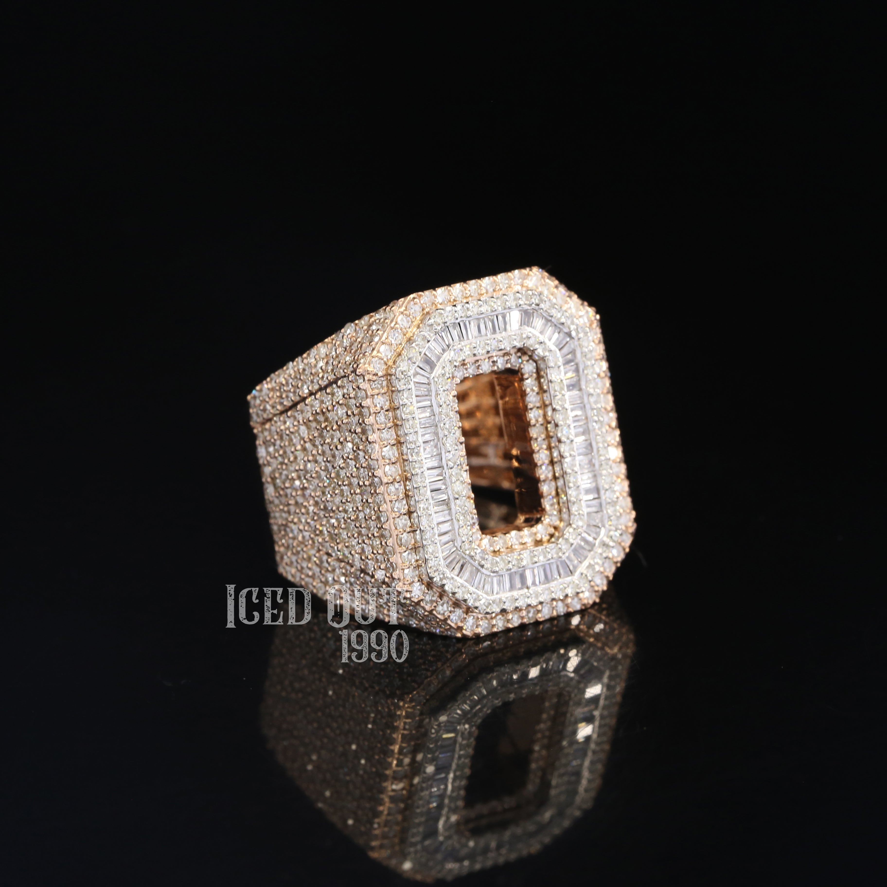 3.83 Iced Out Round And Baguette Shape Moissanite Diamond Hip Hop Ring For Women And Men