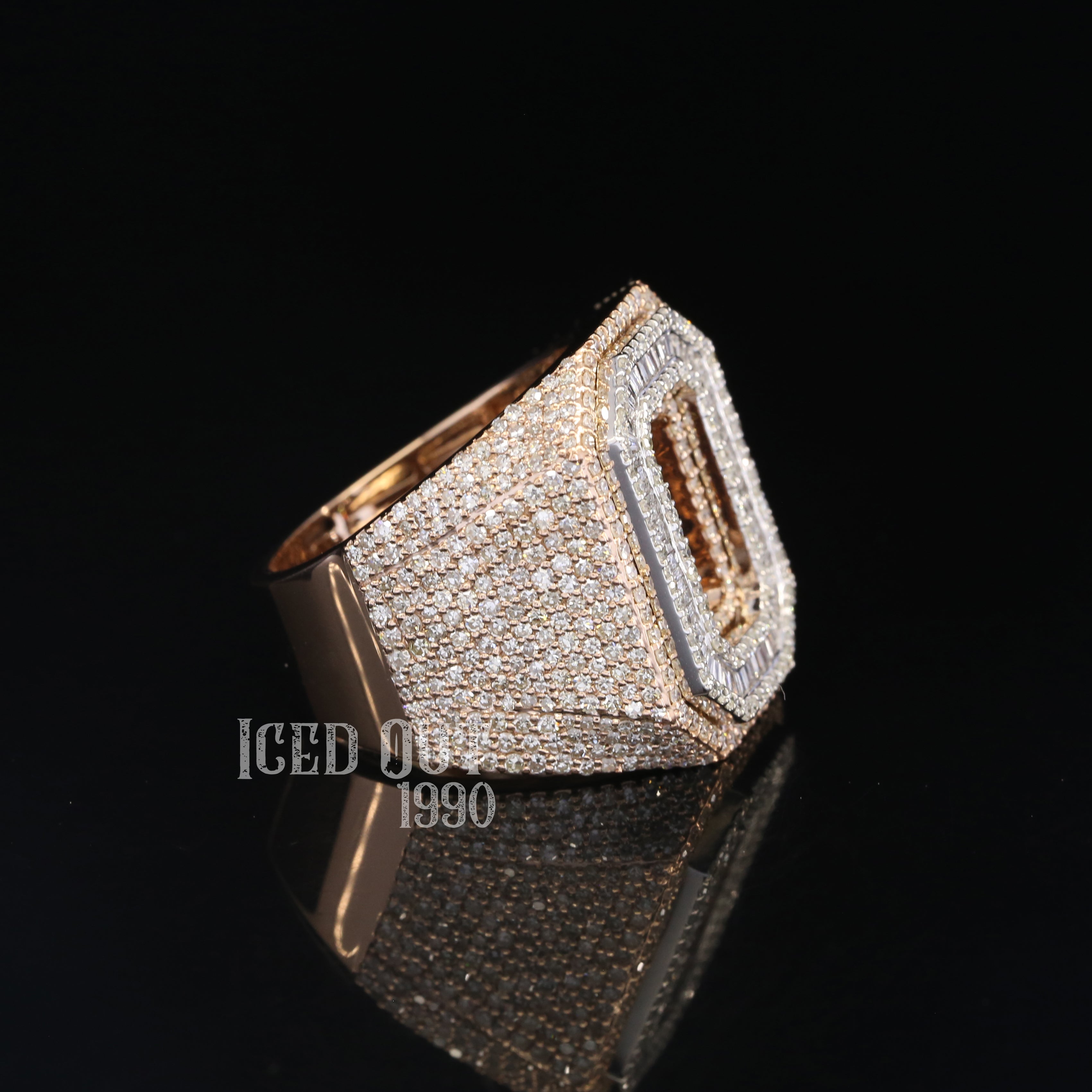 3.83 Iced Out Round And Baguette Shape Moissanite Diamond Hip Hop Ring For Women And Men