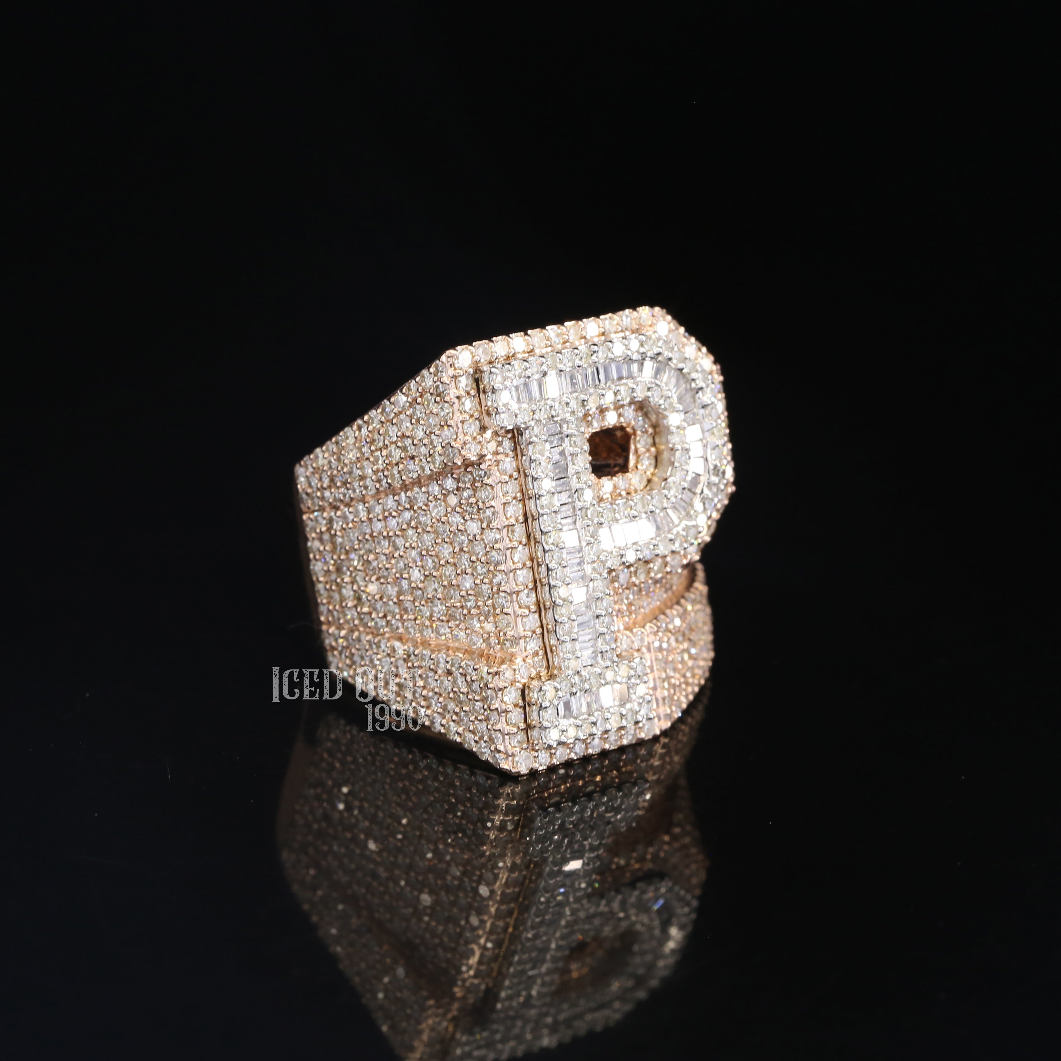 3.60 Iced Out Round And Baguette Shape Moissanite Diamond Hip Hop Ring For Women And Men