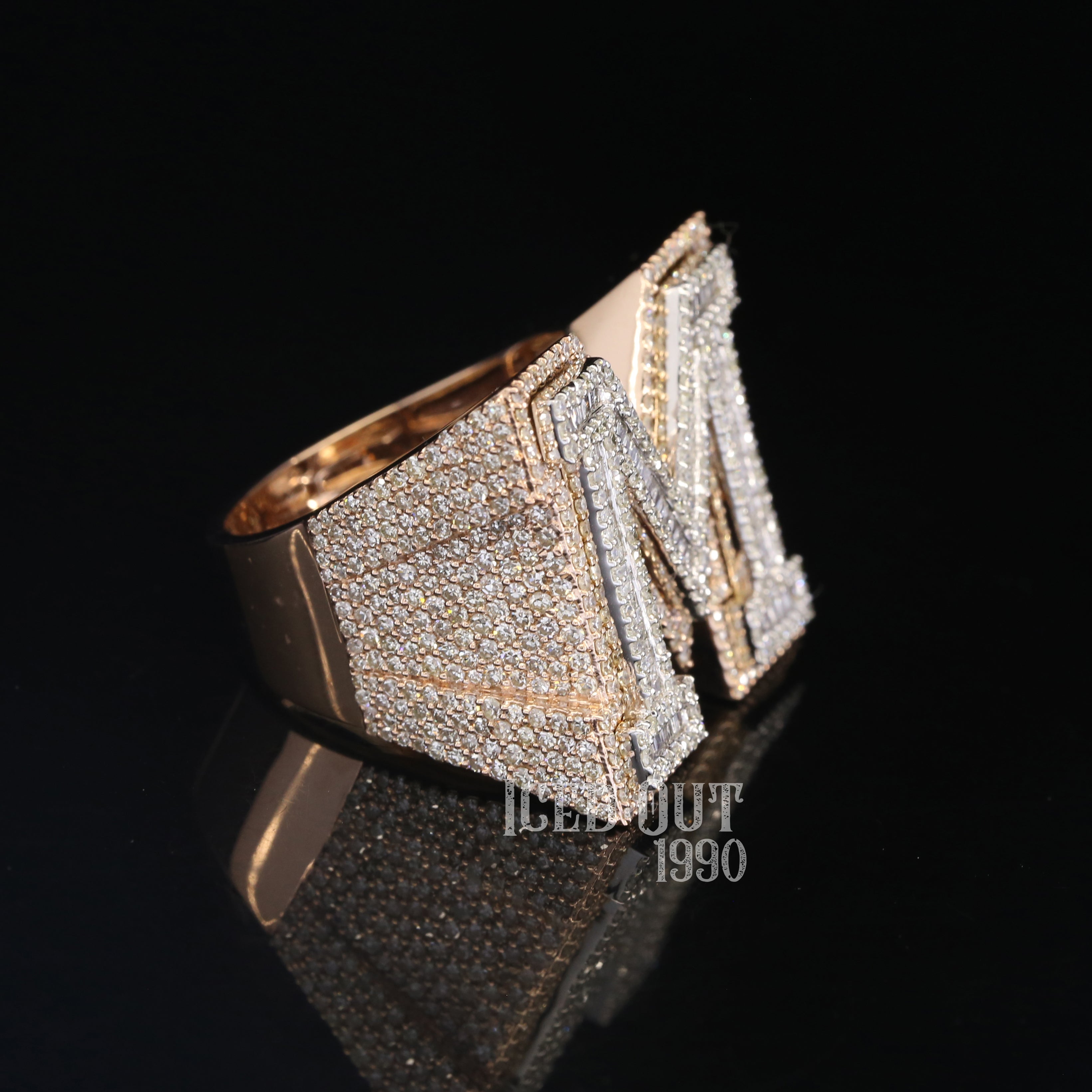 4.14 Iced Out Round And Baguette Shape Moissanite Diamond Hip Hop Ring For Women And Men