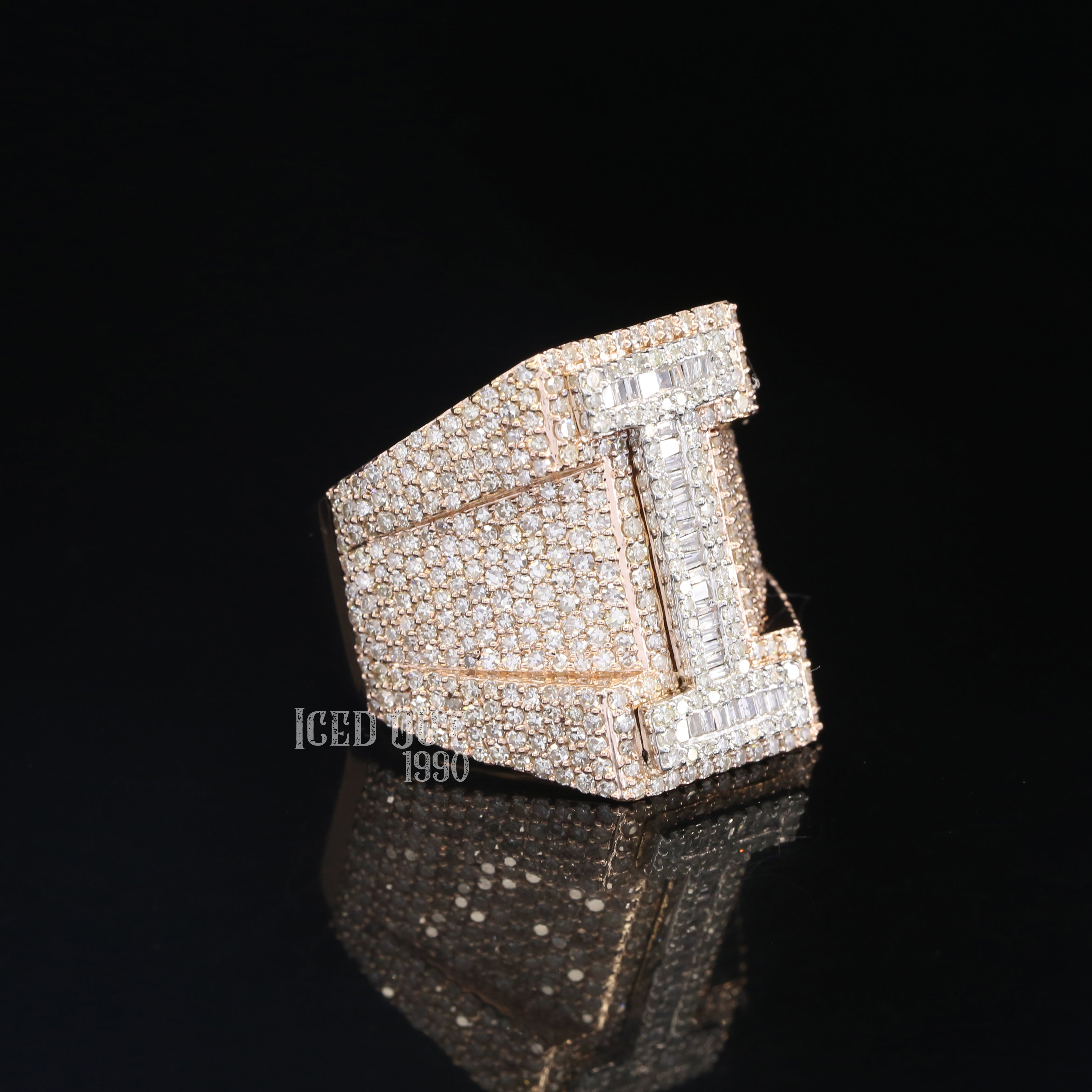 3.26 Iced Out Round And Baguette Shape Moissanite Diamond Hip Hop Ring For Women And Men