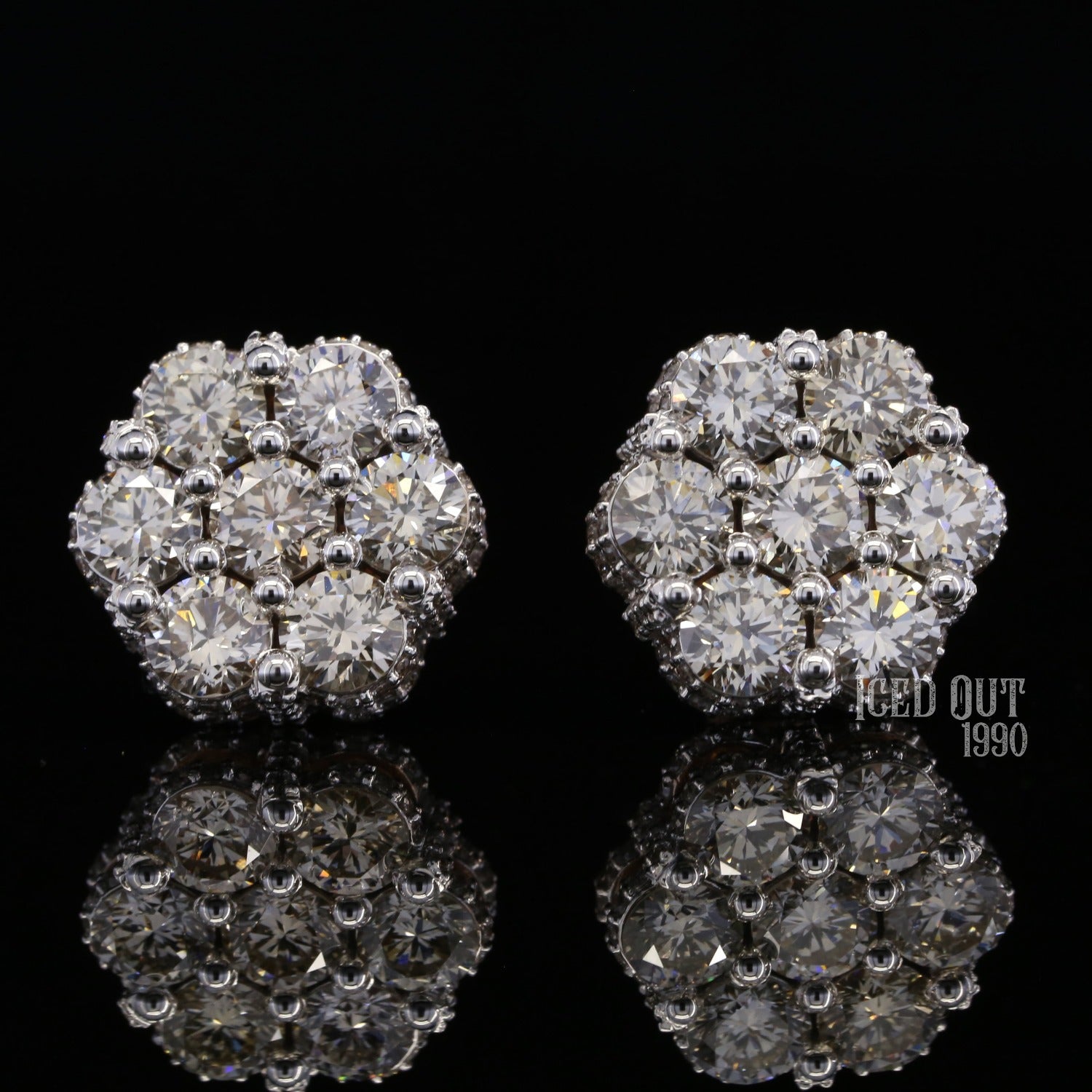 Round Cut Moissanite Cluster Stud Earrings