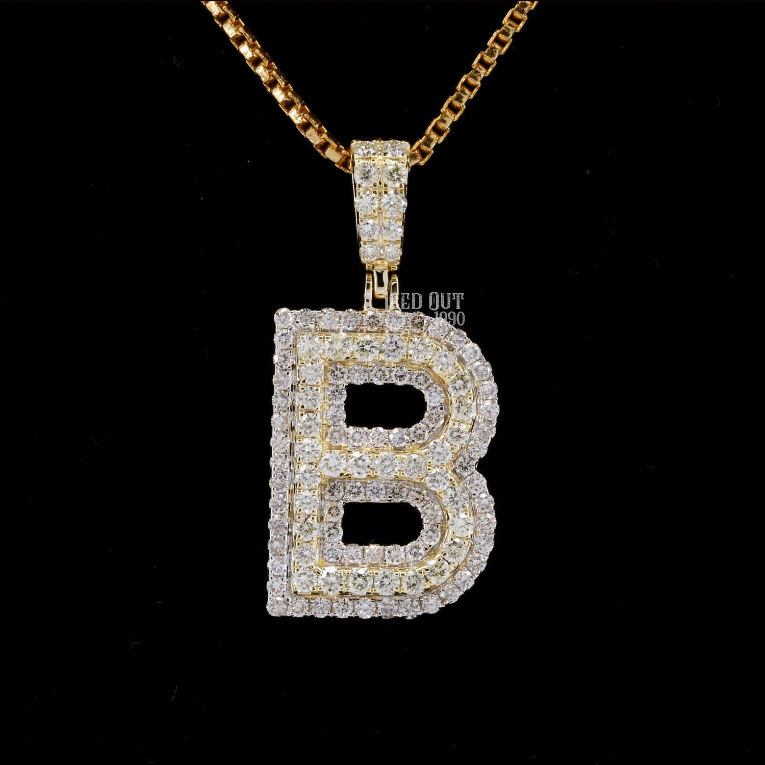 Round Cut Moissanite Initial "B" Hip Hop Pendant