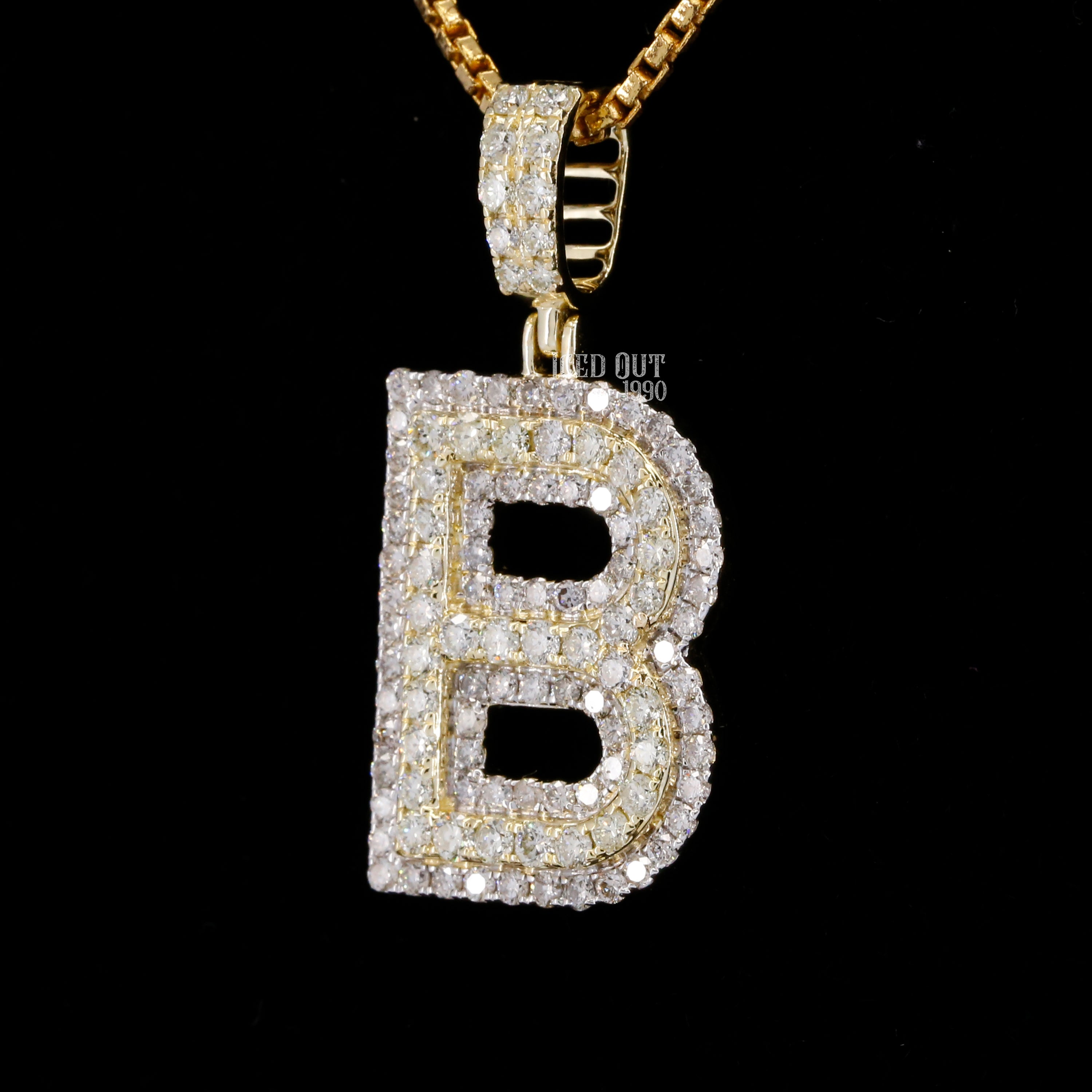 Round Cut Moissanite Initial "B" Hip Hop Pendant