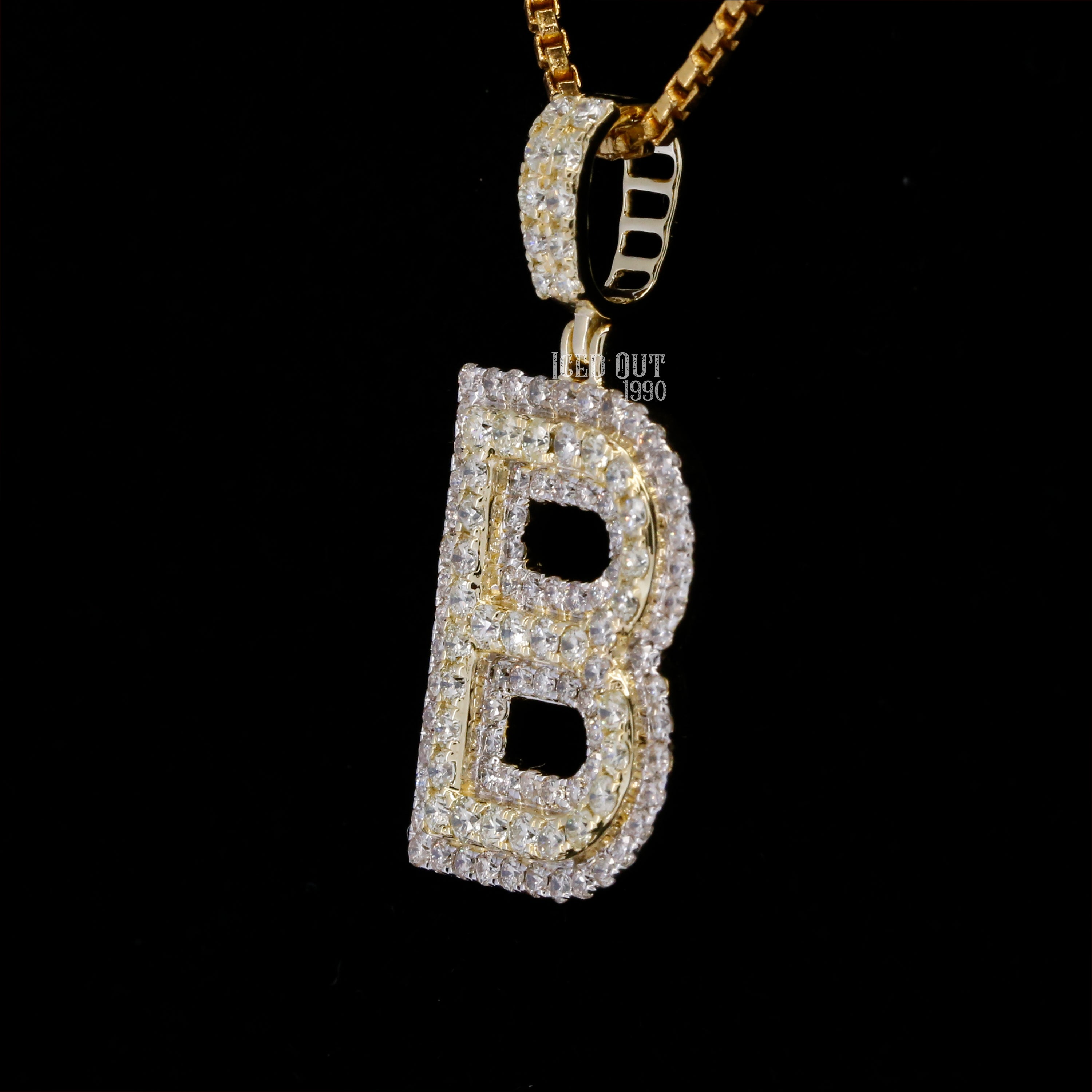 Round Cut Moissanite Initial "B" Hip Hop Pendant