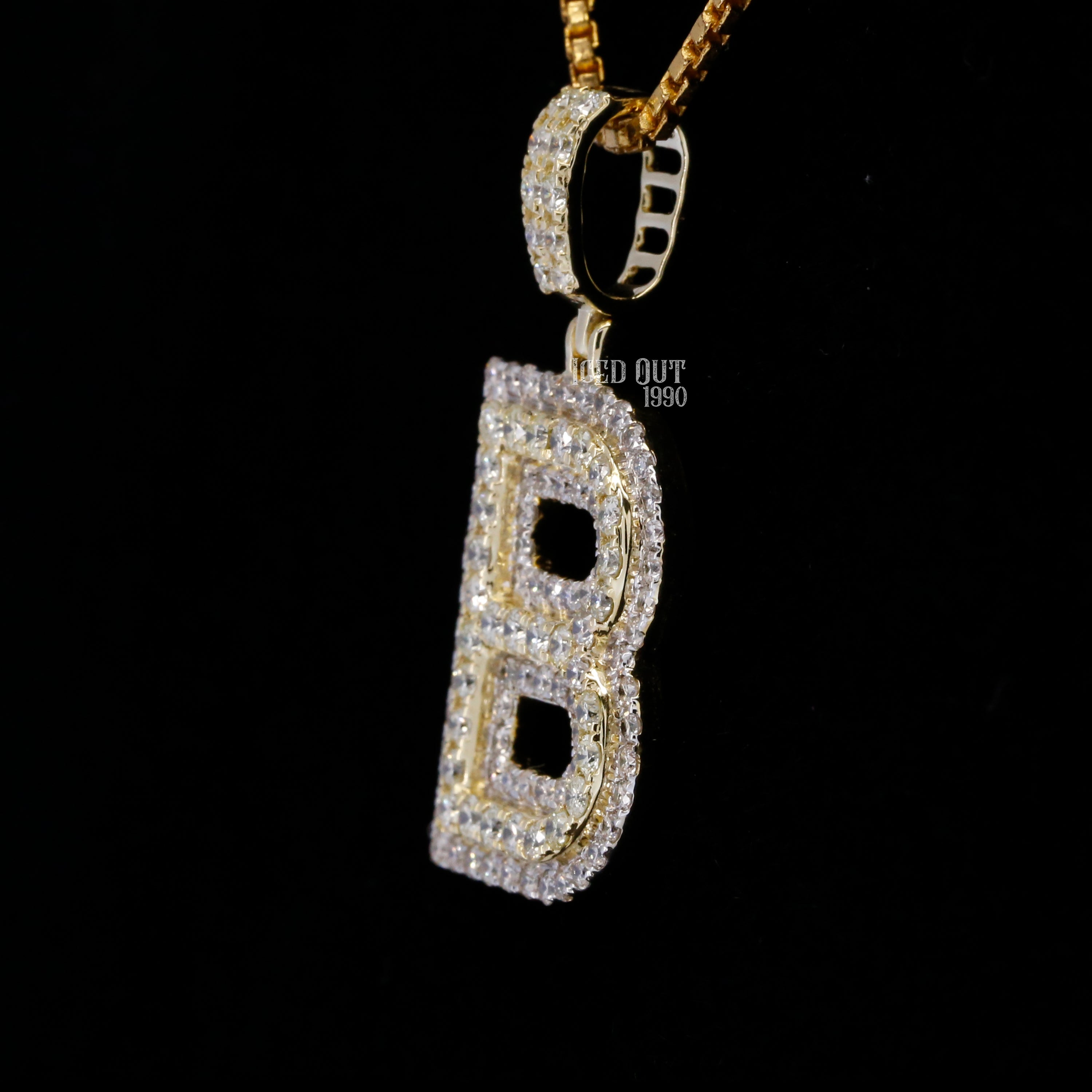 Round Cut Moissanite Initial "B" Hip Hop Pendant