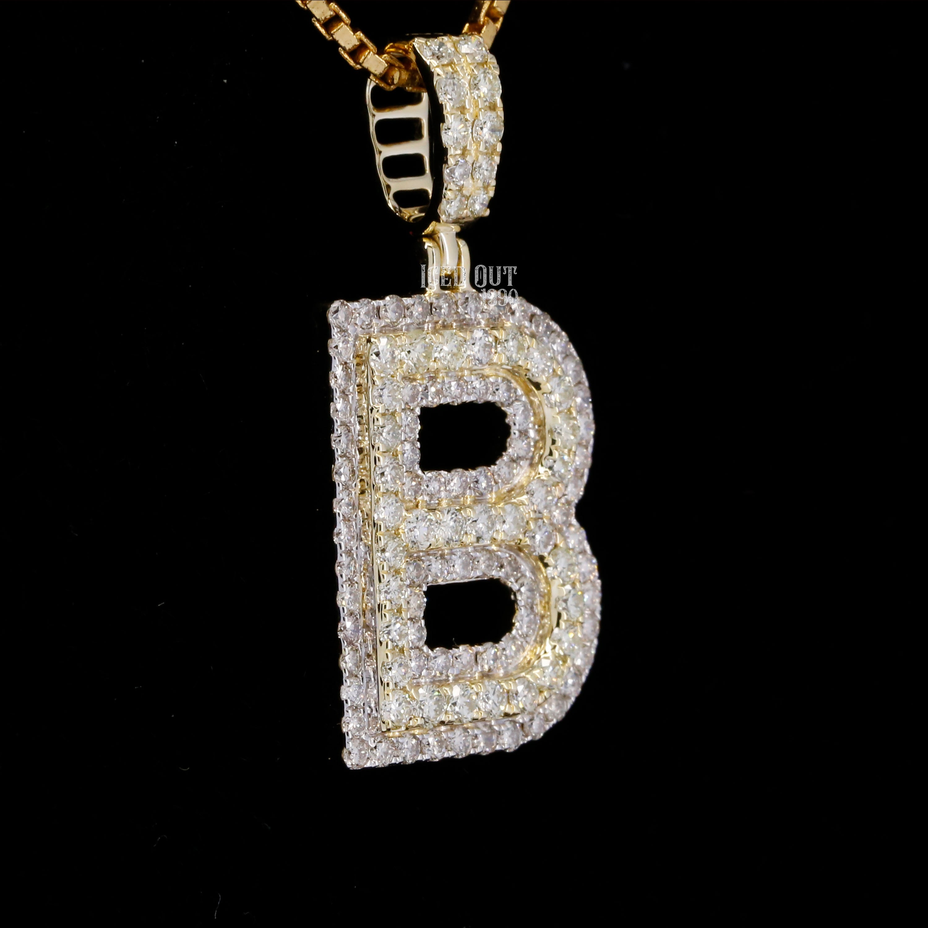 Round Cut Moissanite Initial "B" Hip Hop Pendant