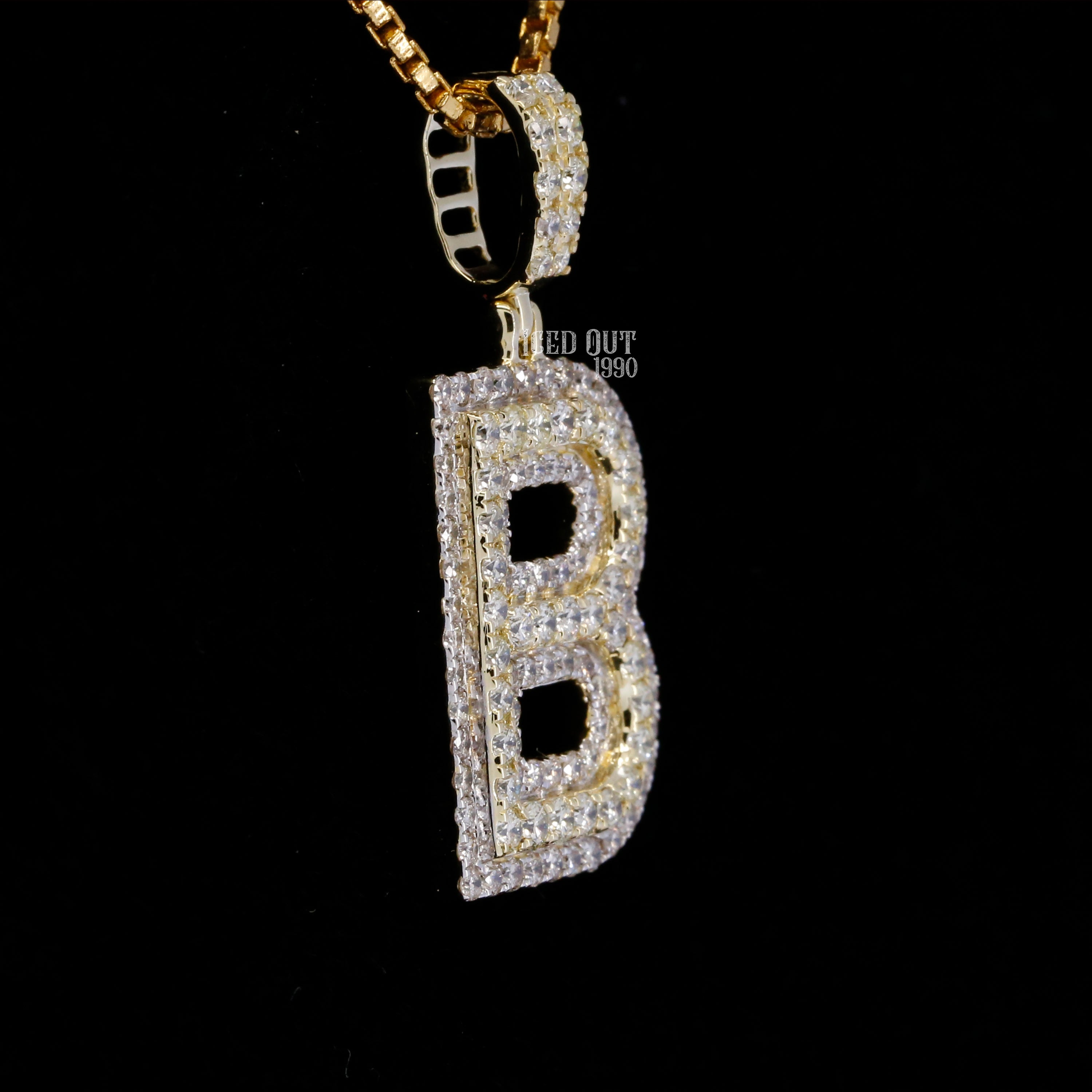 Round Cut Moissanite Initial "B" Hip Hop Pendant