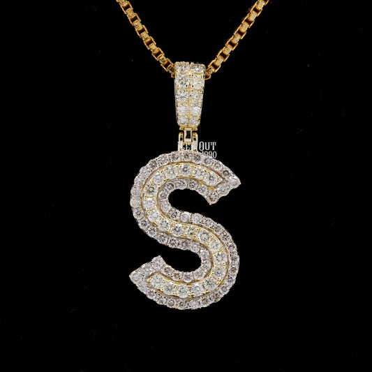 S Initial Moissanite Diamond Fully Iced Out Hip Hop Style Pendant