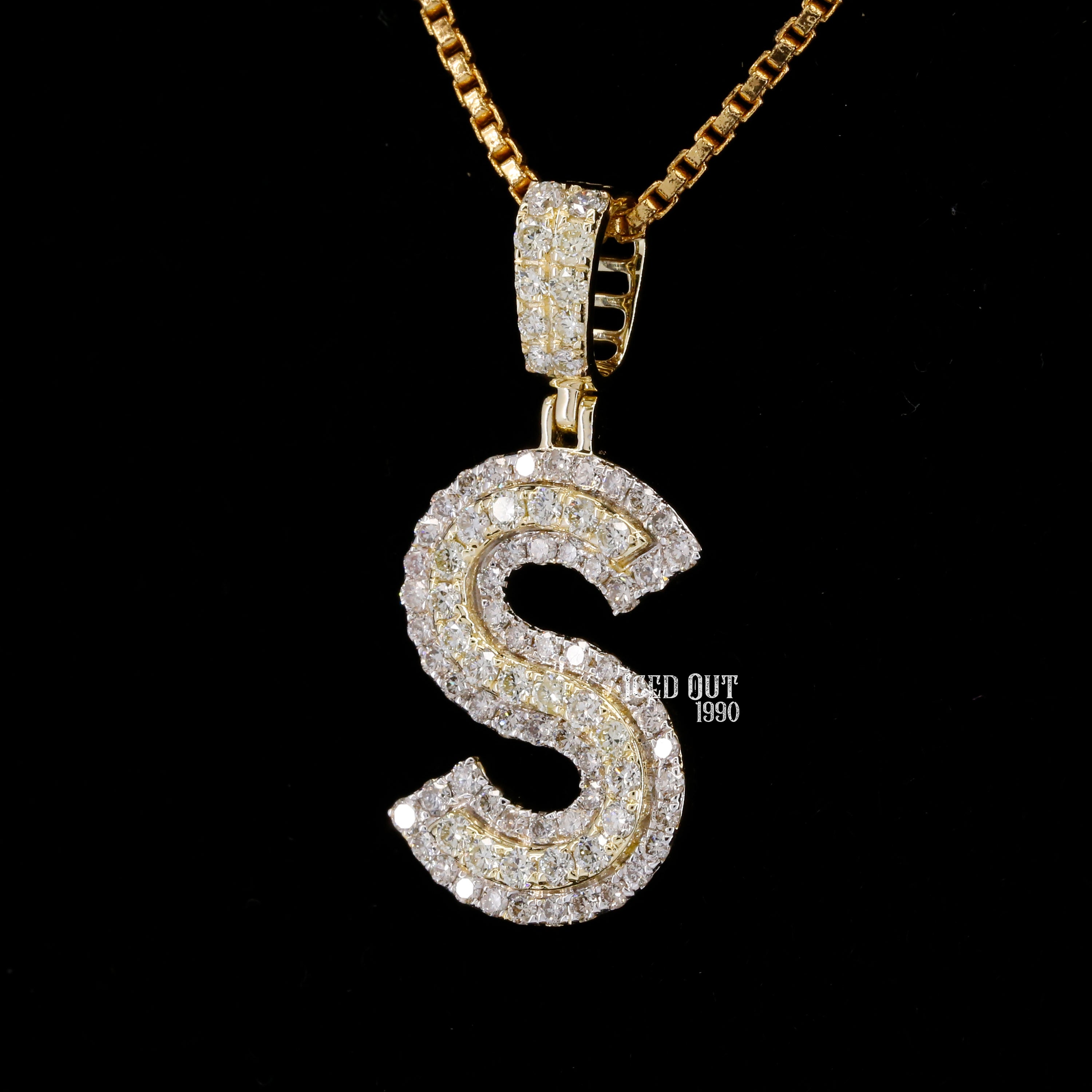 S Initial Moissanite Diamond Fully Iced Out Hip Hop Style Pendant