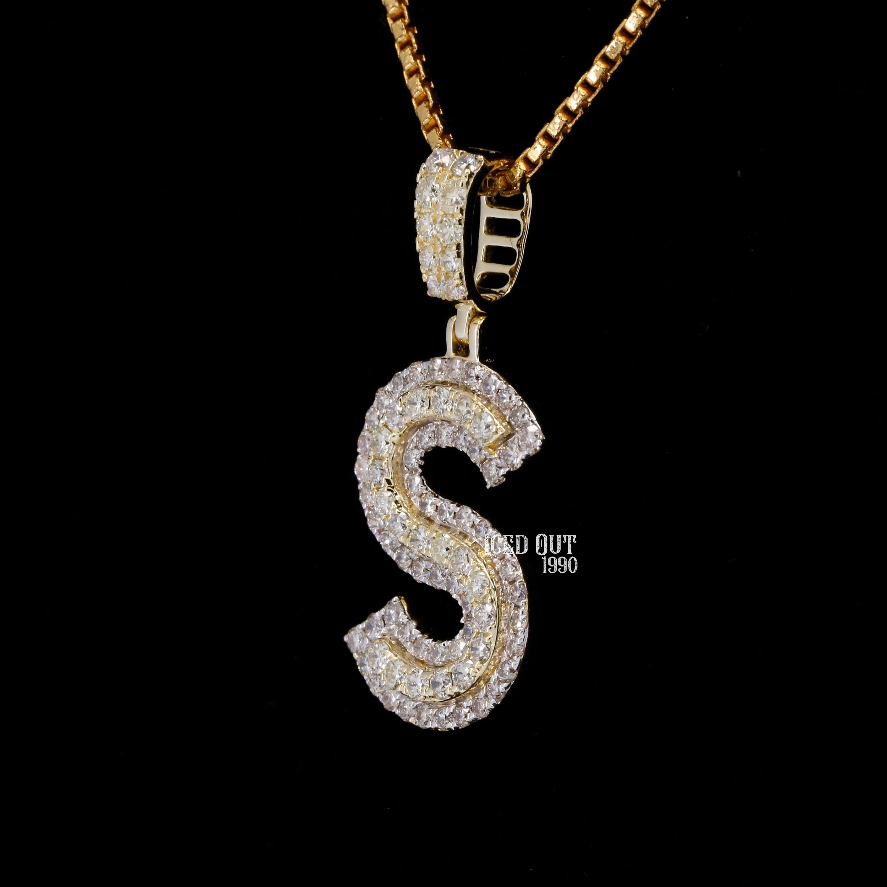 S Initial Moissanite Diamond Fully Iced Out Hip Hop Style Pendant