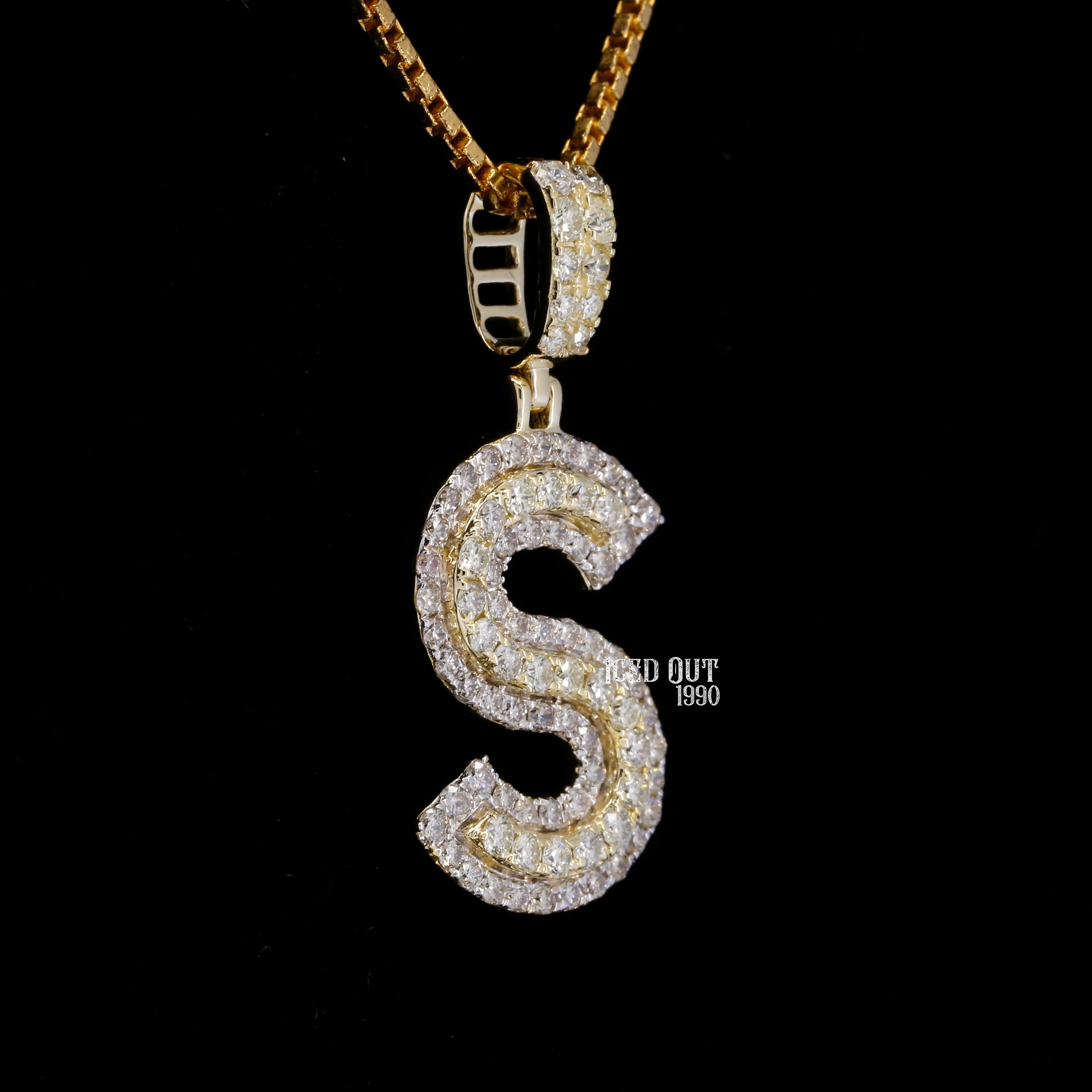 S Initial Moissanite Diamond Fully Iced Out Hip Hop Style Pendant