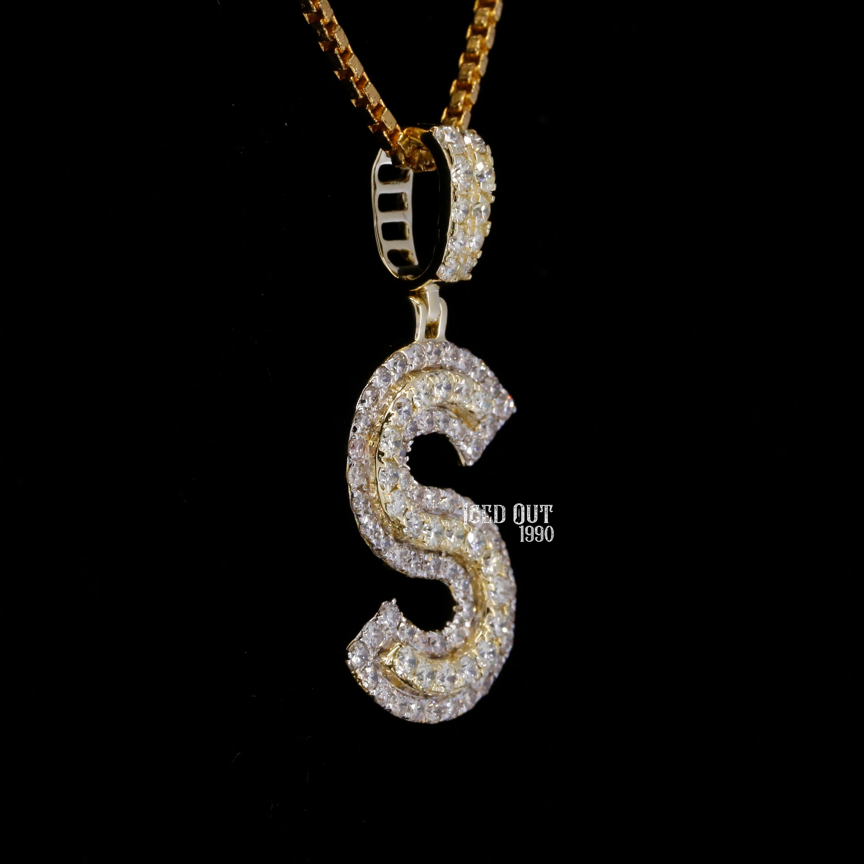 S Initial Moissanite Diamond Fully Iced Out Hip Hop Style Pendant