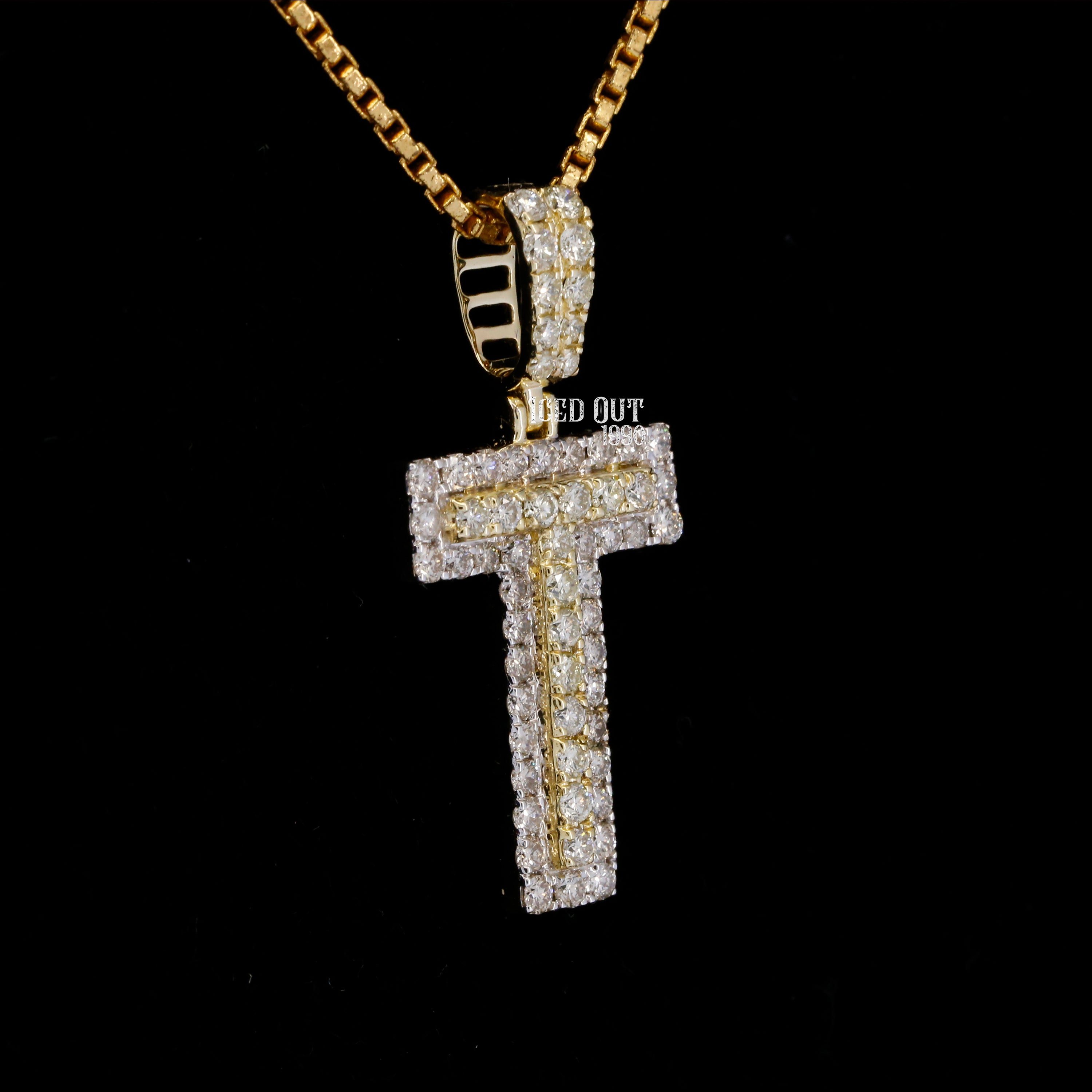 T Initial Moissanite Diamond Totally Iced Out Hip Hop Style Pendant