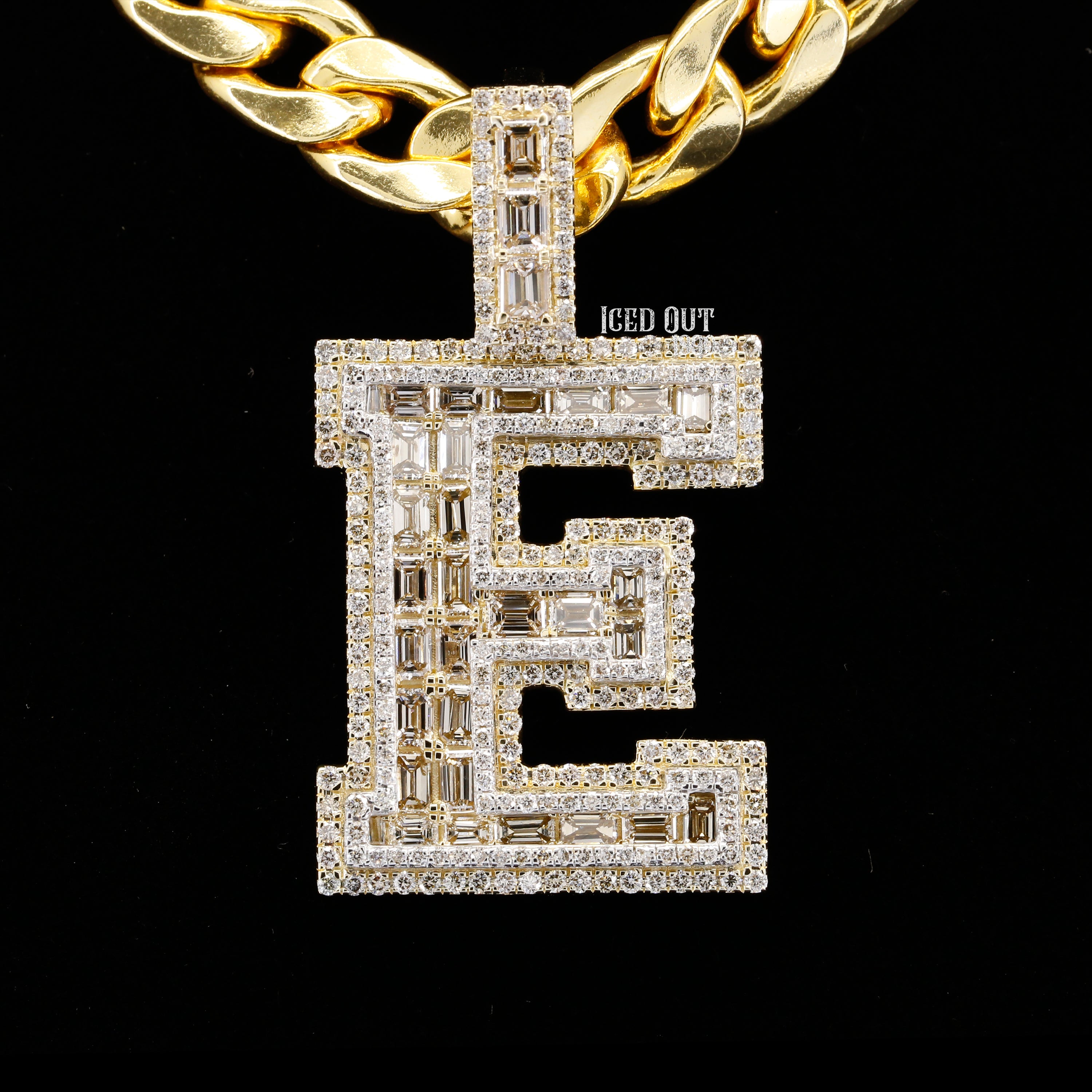 5.23 Carat E Initial Moissanite Round, Baguette And Emerald Cut Diamond Totally Iced Out Stylish Hip Hop Pendant