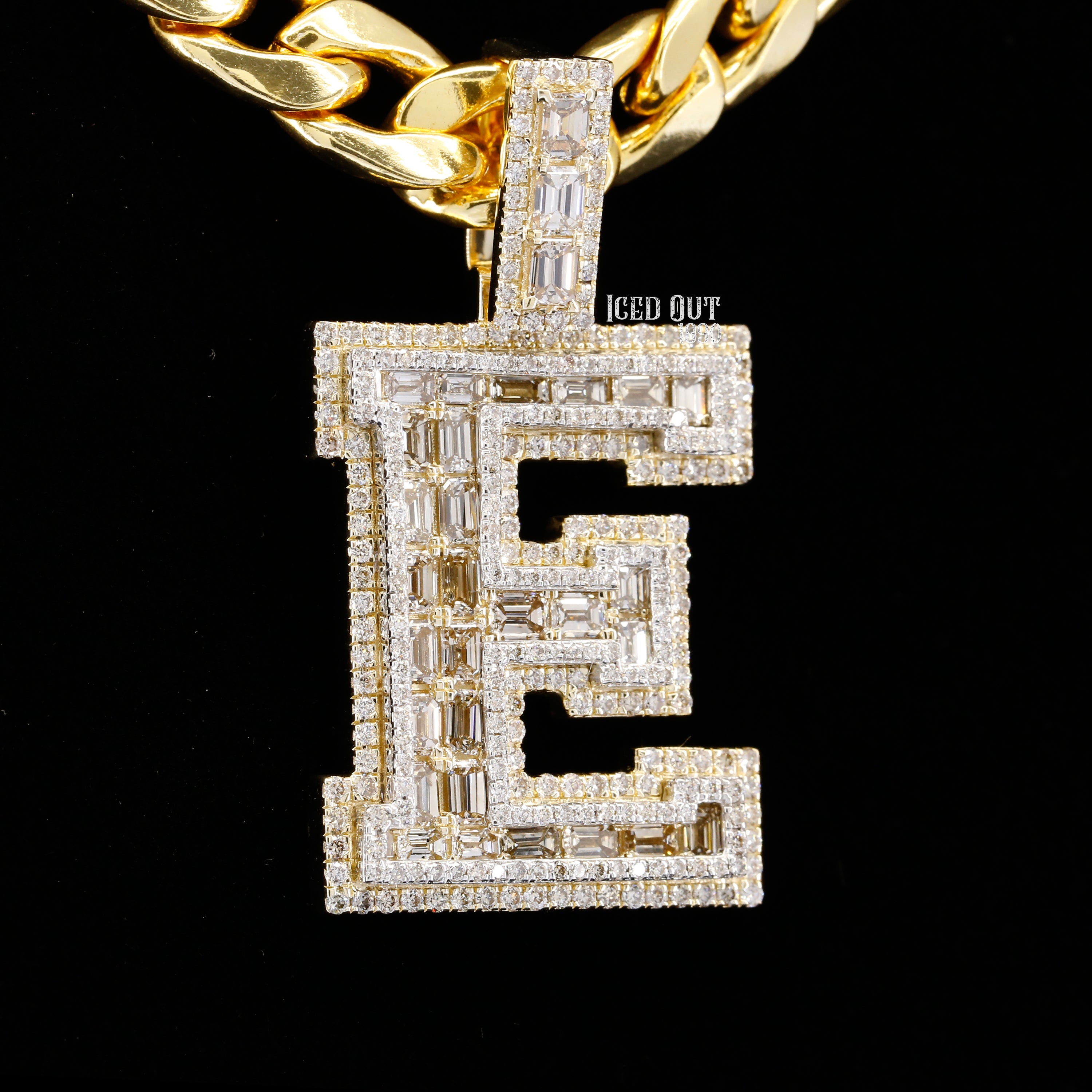 5.23 Carat E Initial Moissanite Round, Baguette And Emerald Cut Diamond Totally Iced Out Stylish Hip Hop Pendant