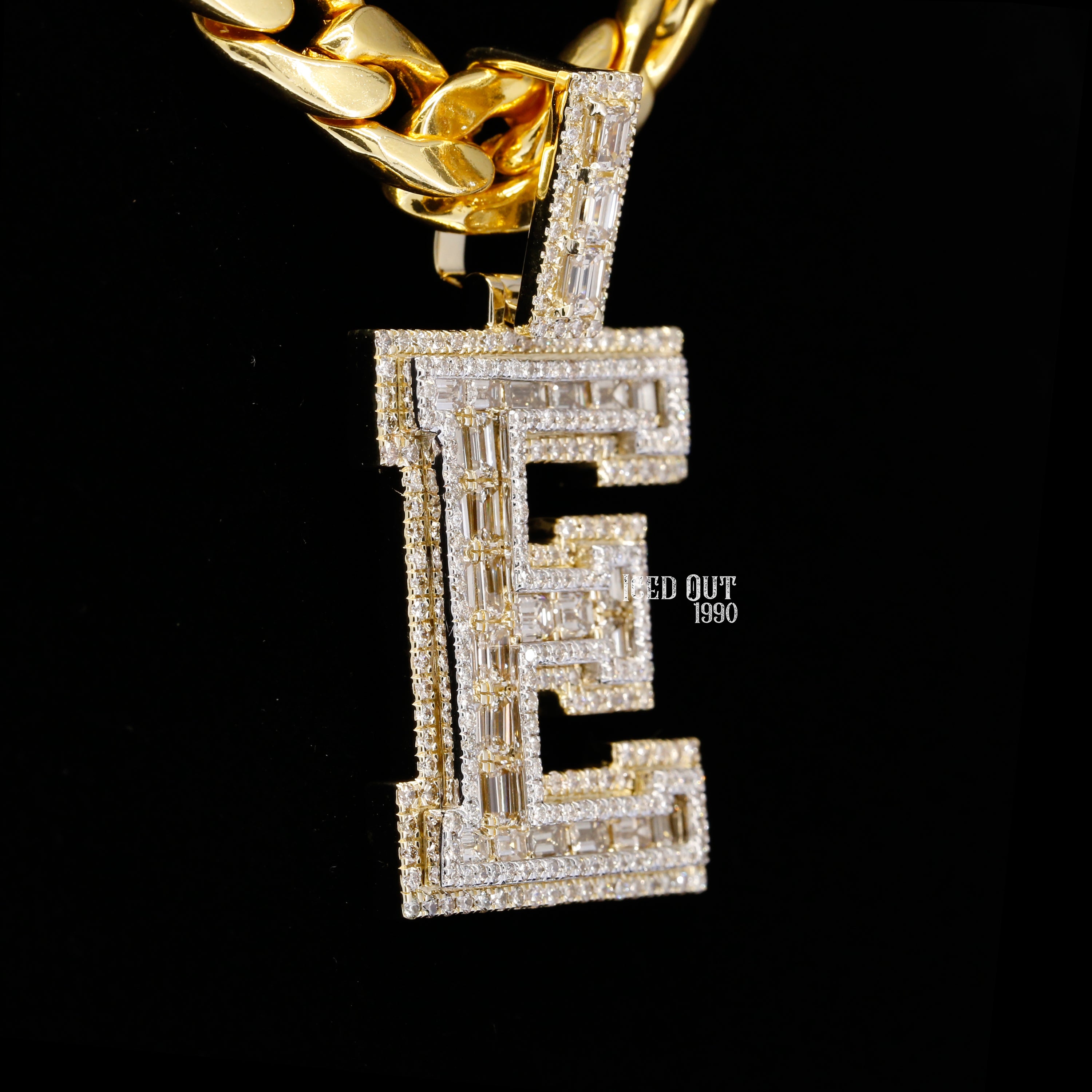 5.23 Carat E Initial Moissanite Round, Baguette And Emerald Cut Diamond Totally Iced Out Stylish Hip Hop Pendant