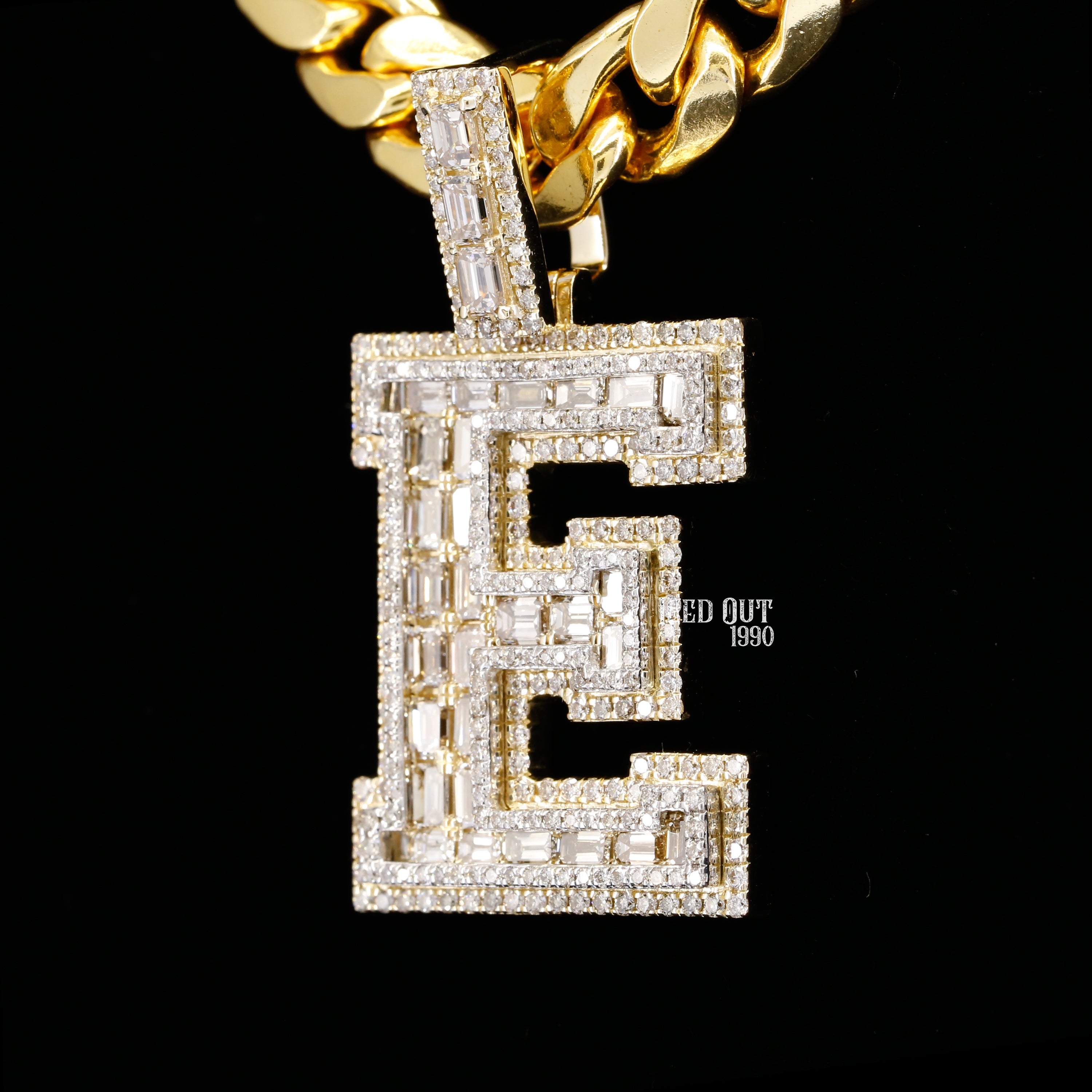 5.23 Carat E Initial Moissanite Round, Baguette And Emerald Cut Diamond Totally Iced Out Stylish Hip Hop Pendant