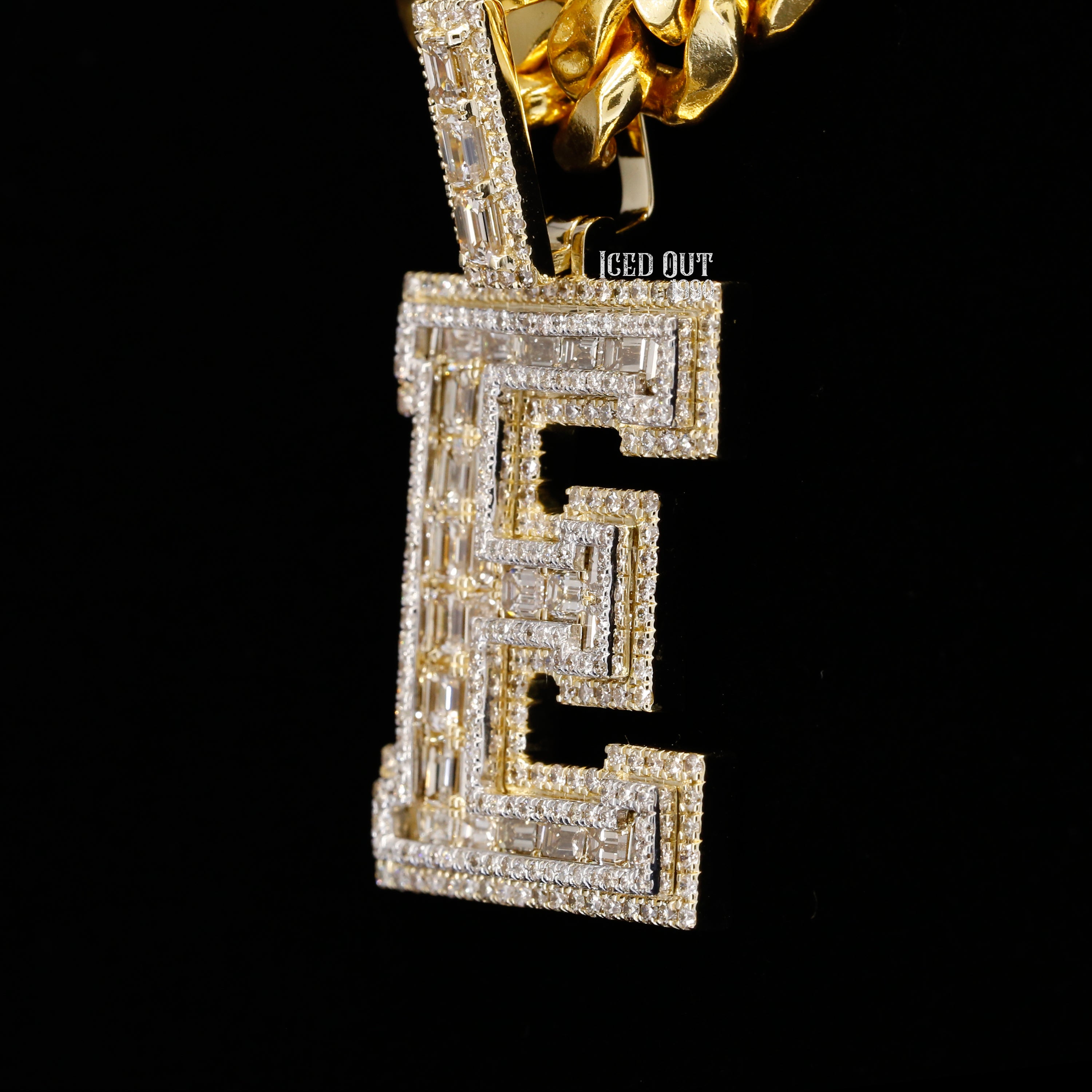 5.23 Carat E Initial Moissanite Round, Baguette And Emerald Cut Diamond Totally Iced Out Stylish Hip Hop Pendant