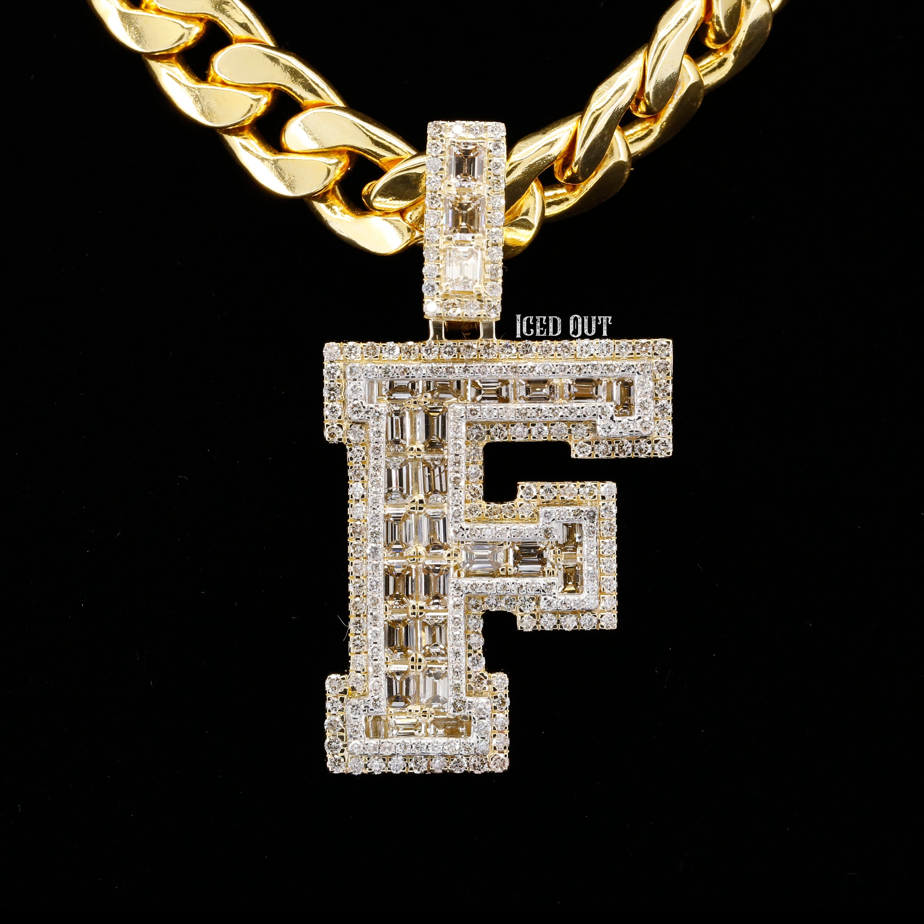 5.31 Carat F Initial Moissanite Round, Baguette And Emerald Cut Diamond Totally Iced Out Stylish Hip Hop Pendant