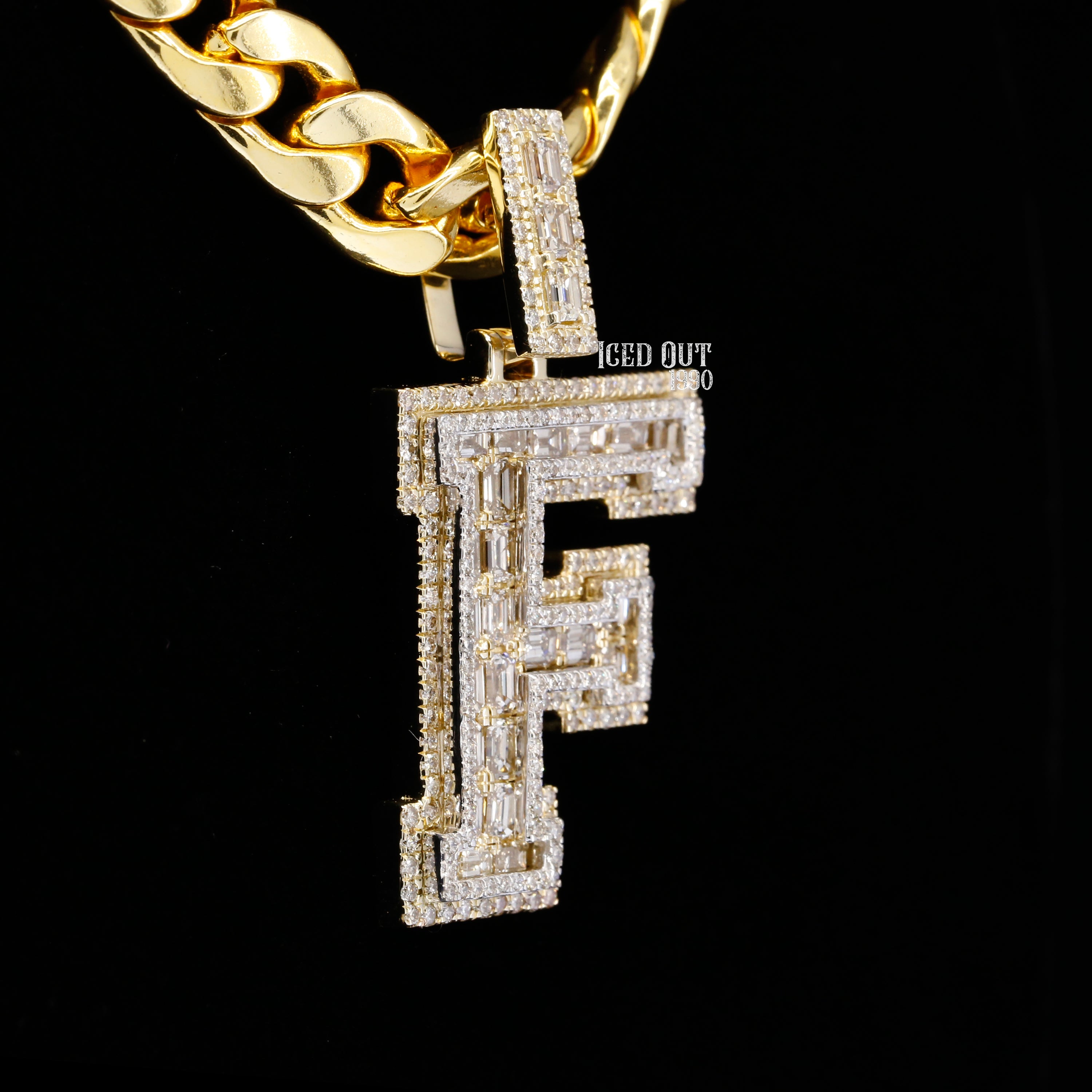 5.31 Carat F Initial Moissanite Round, Baguette And Emerald Cut Diamond Totally Iced Out Stylish Hip Hop Pendant