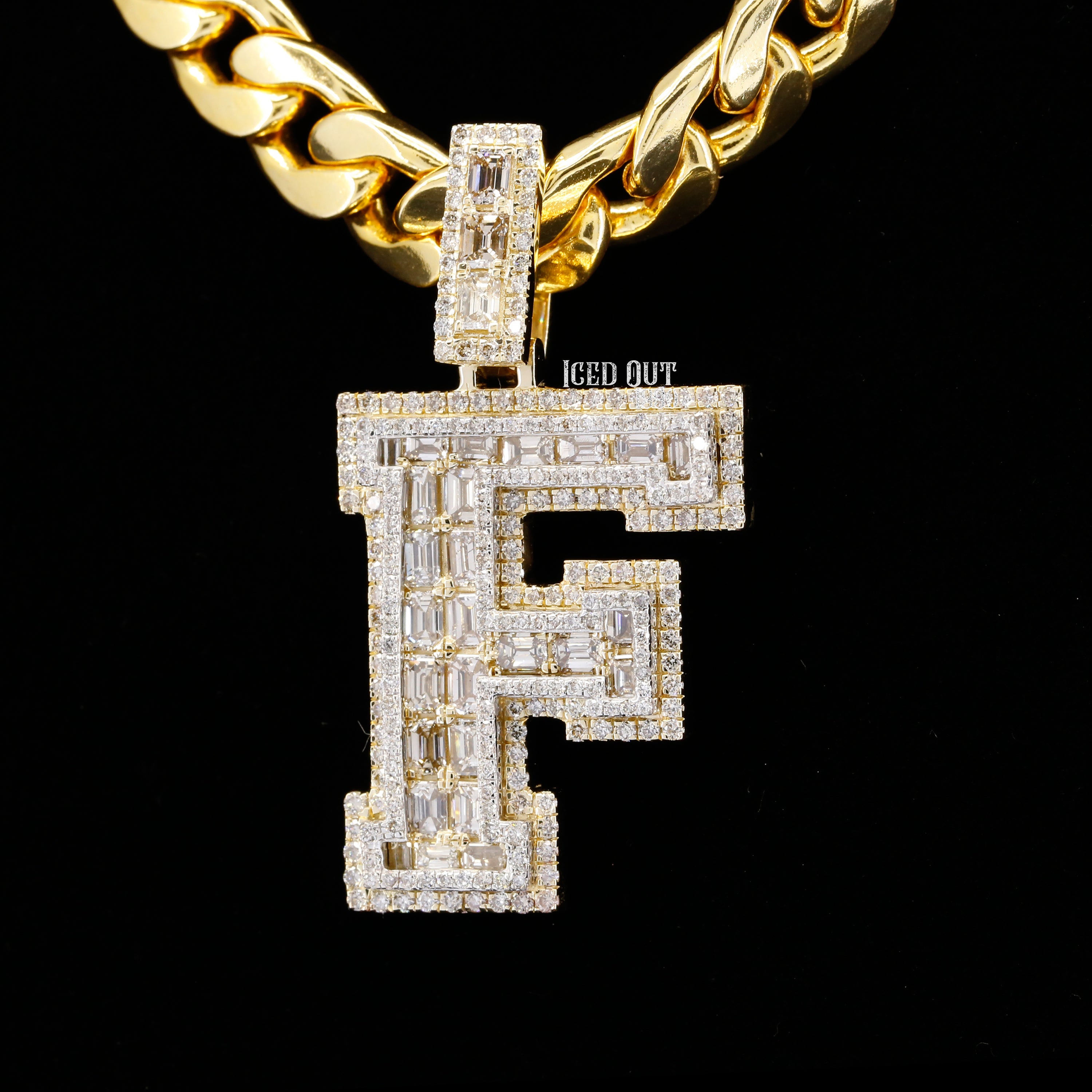 5.31 Carat F Initial Moissanite Round, Baguette And Emerald Cut Diamond Totally Iced Out Stylish Hip Hop Pendant