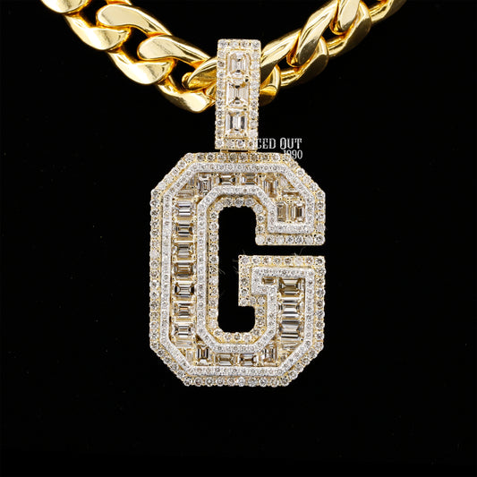 4.23 Carat G Initial Moissanite Round And Emerald Cut Diamond Totally Iced Out Stylish Hip Hop Pendant