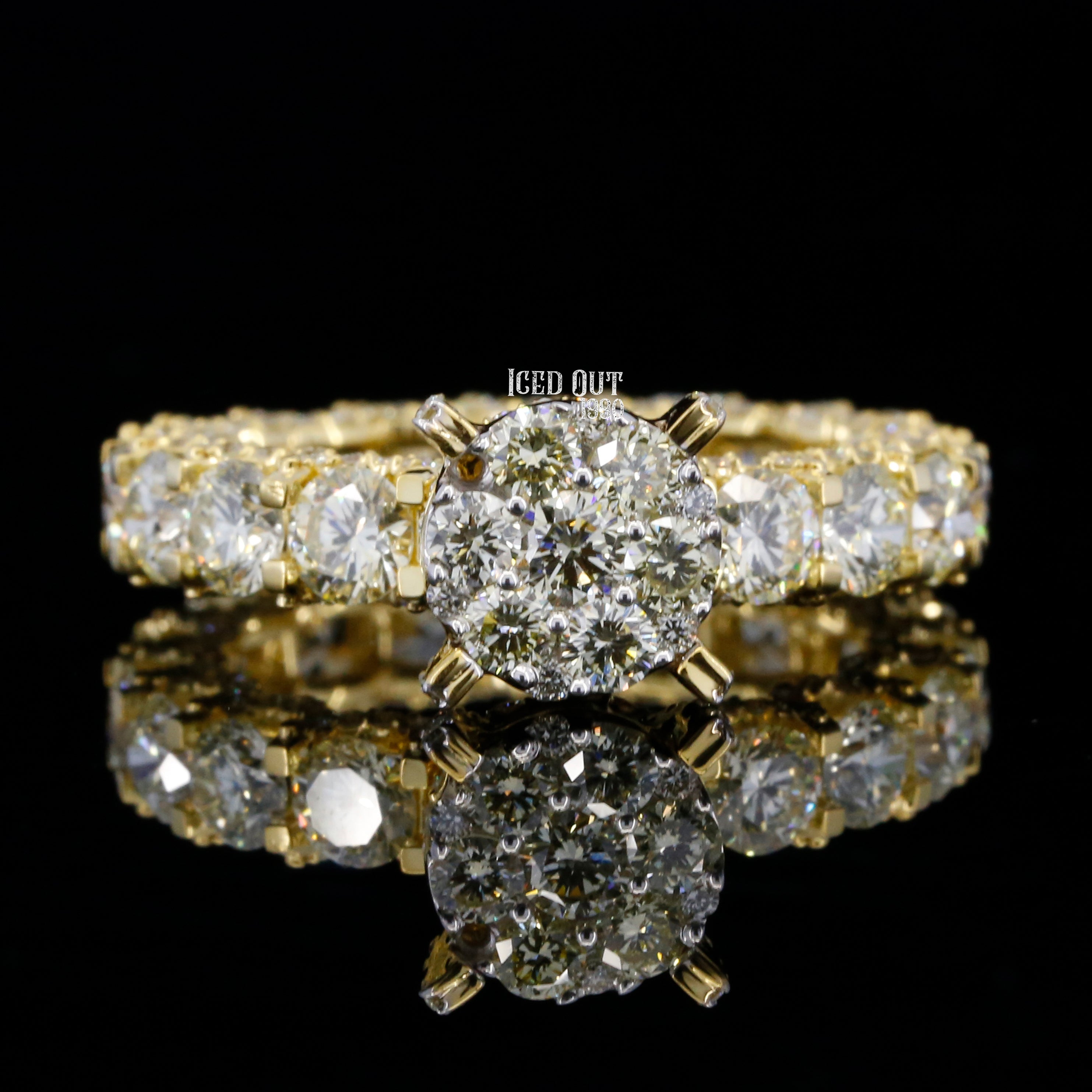 5.70 Carat Moissanite Round Cut Diamond Halo Pave Men's Ring