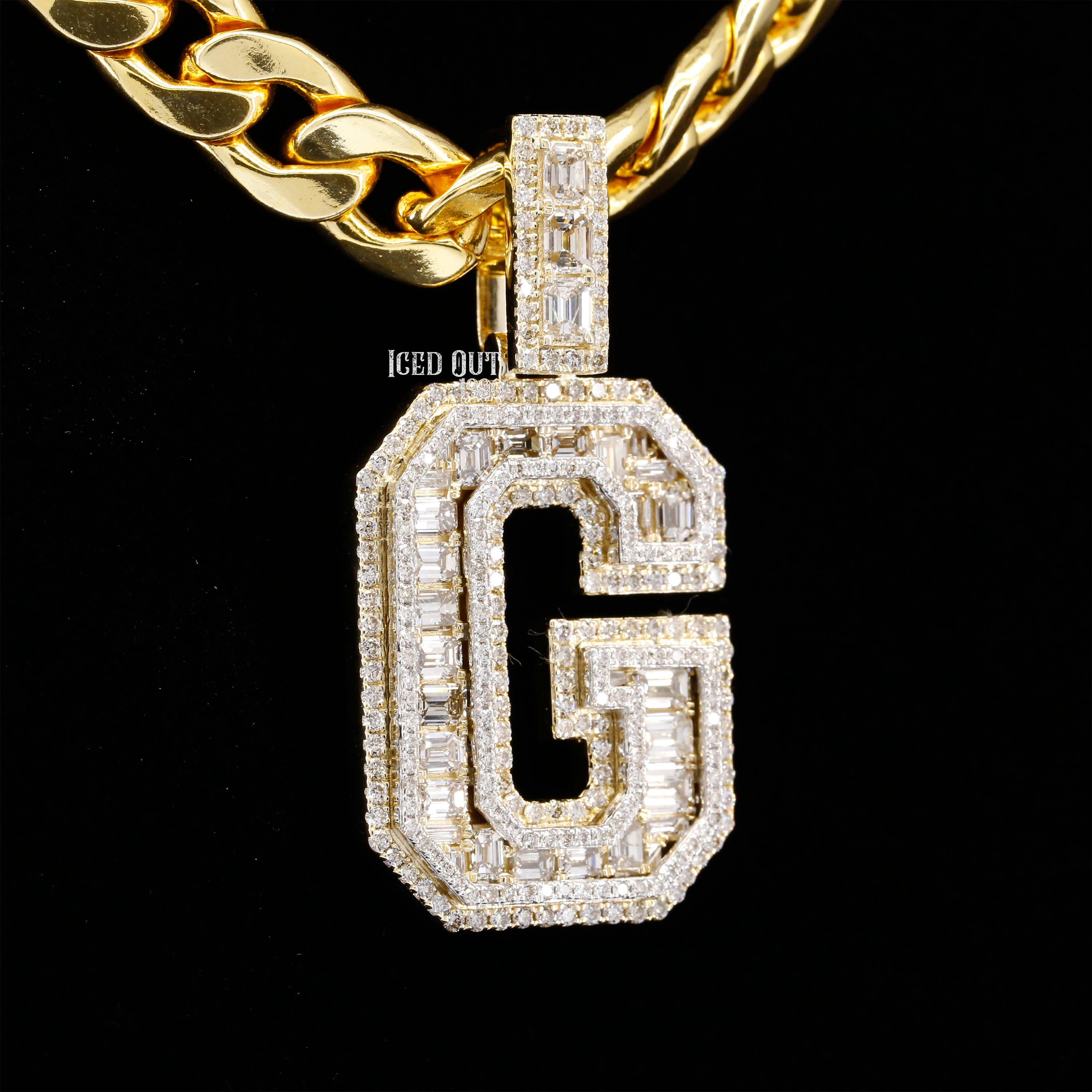 4.23 Carat G Initial Moissanite Round And Emerald Cut Diamond Totally Iced Out Stylish Hip Hop Pendant