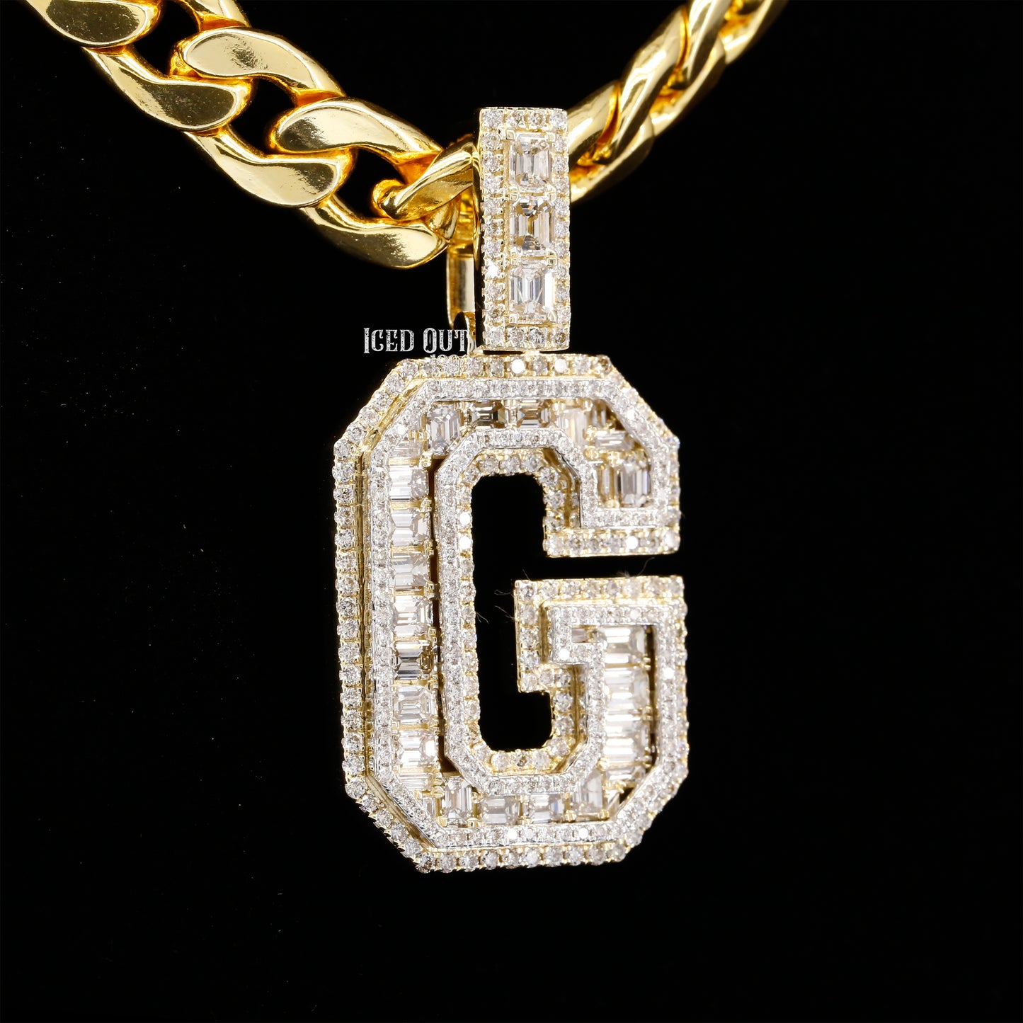 4.23 Carat G Initial Moissanite Round And Emerald Cut Diamond Totally Iced Out Stylish Hip Hop Pendant