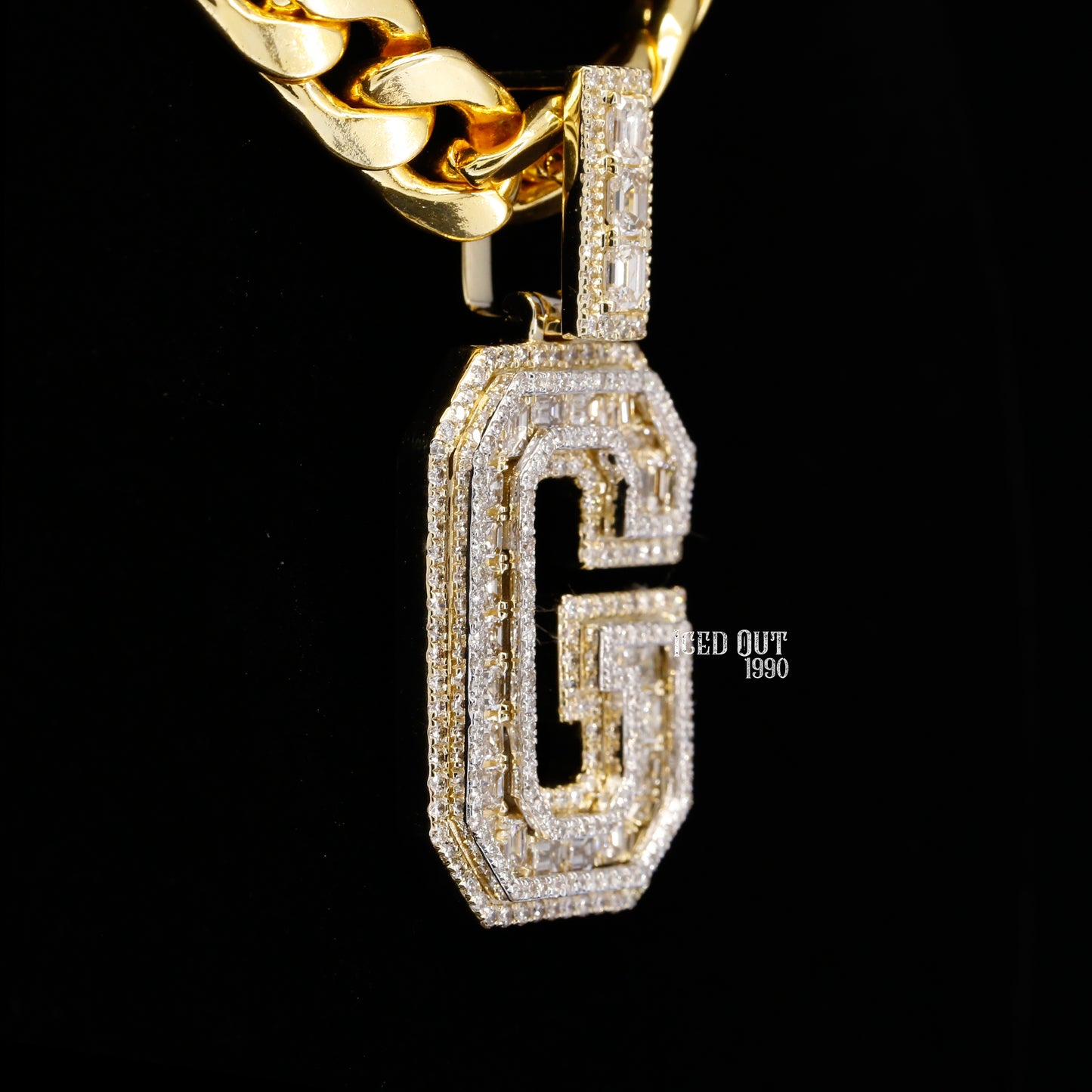 4.23 Carat G Initial Moissanite Round And Emerald Cut Diamond Totally Iced Out Stylish Hip Hop Pendant