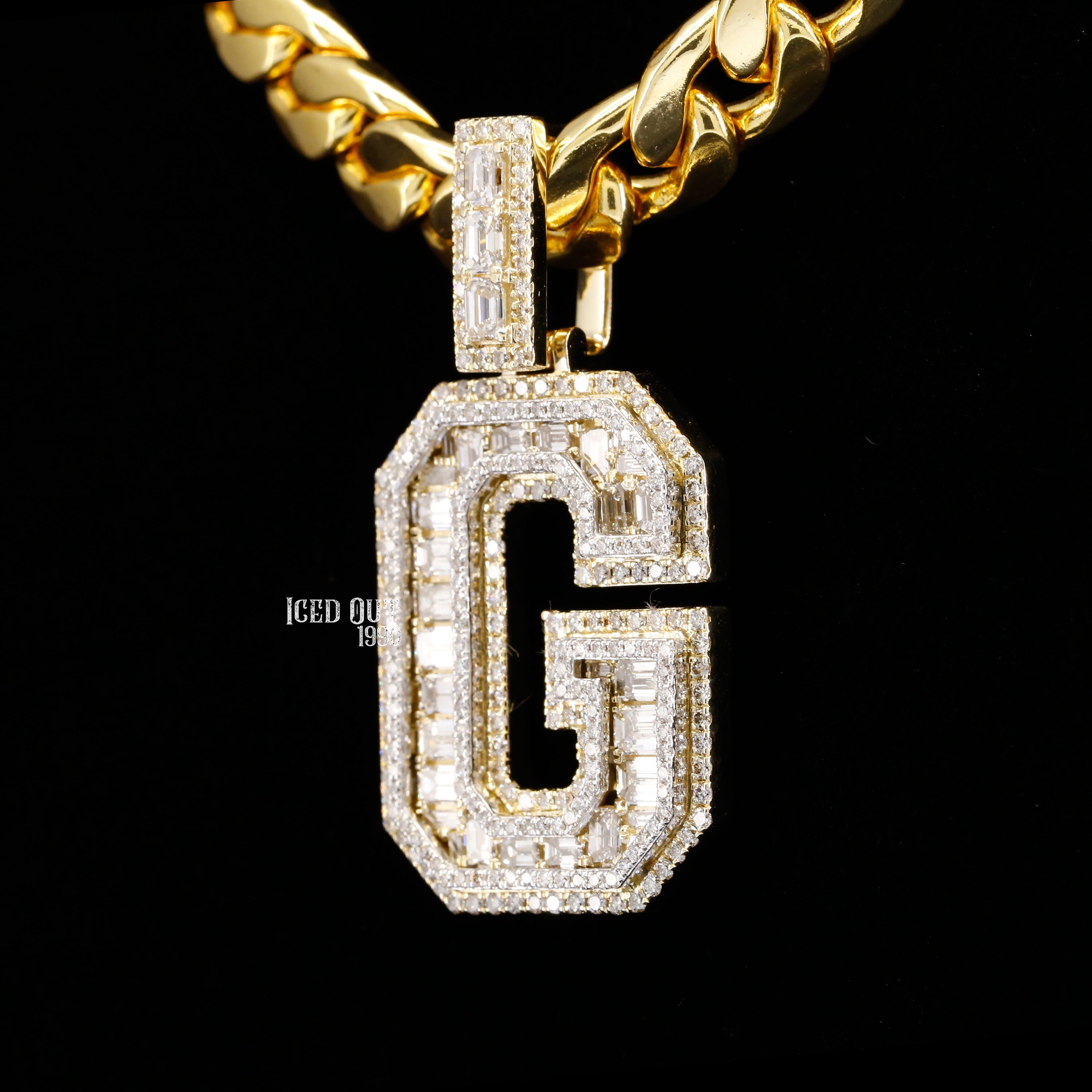 4.23 Carat G Initial Moissanite Round And Emerald Cut Diamond Totally Iced Out Stylish Hip Hop Pendant