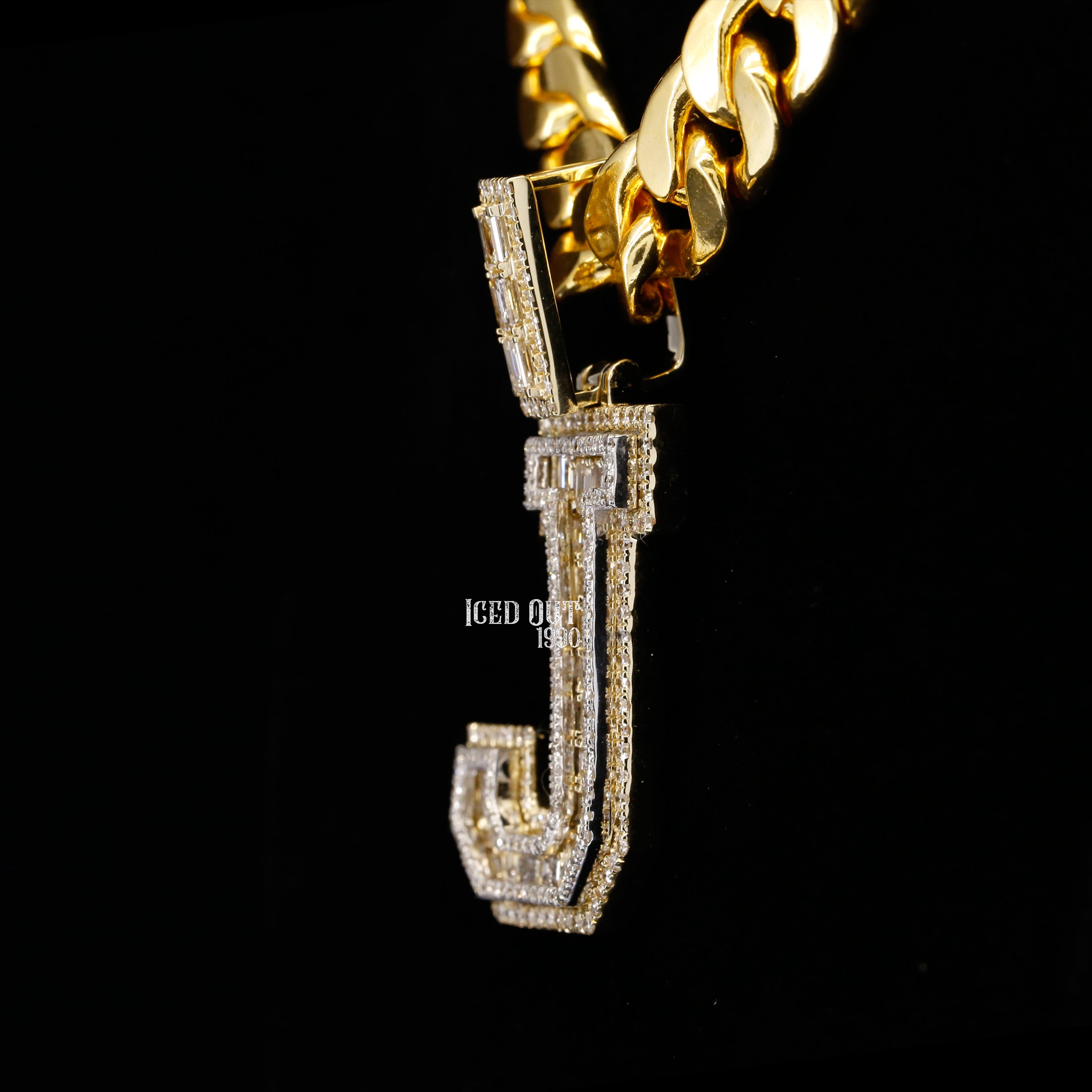 4.23 Carat J Initial Moissanite Round And Emerald Cut Diamond Totally Iced Out Stylish Hip Hop Pendant