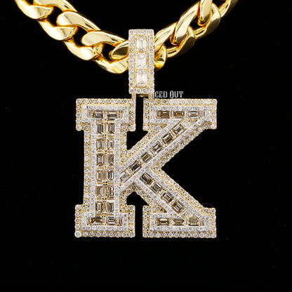 5.64 Carat K Initial Moissanite Diamond Totally Iced Out Stylish Hip Hop Pendant