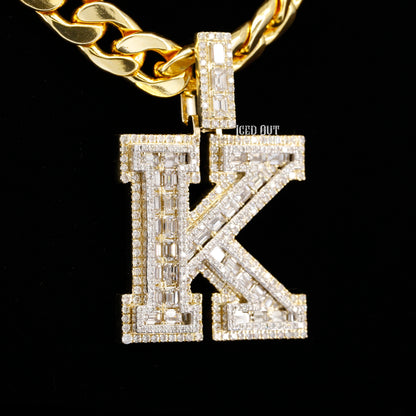 5.64 Carat K Initial Moissanite Diamond Totally Iced Out Stylish Hip Hop Pendant