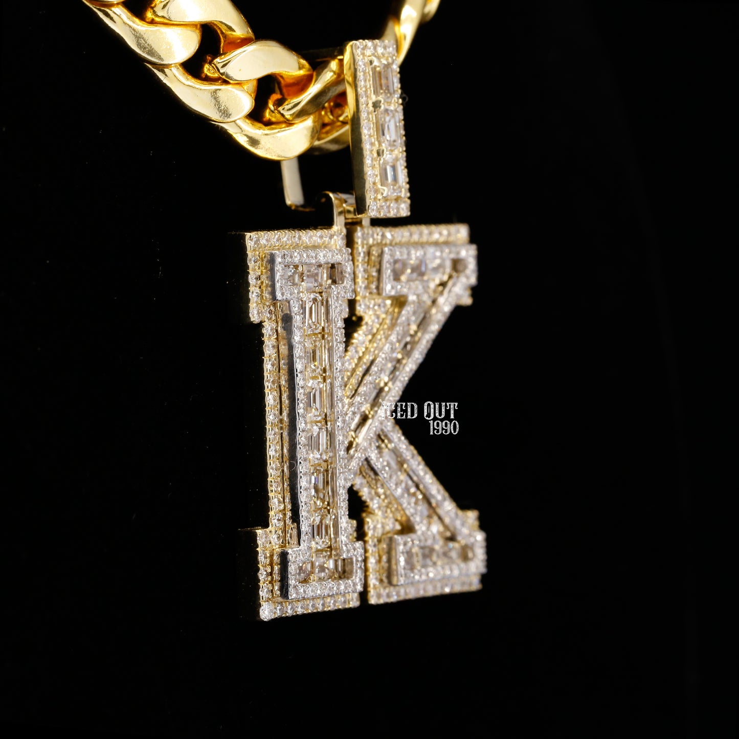 5.64 Carat K Initial Moissanite Diamond Totally Iced Out Stylish Hip Hop Pendant