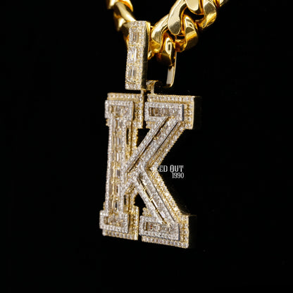 5.64 Carat K Initial Moissanite Diamond Totally Iced Out Stylish Hip Hop Pendant