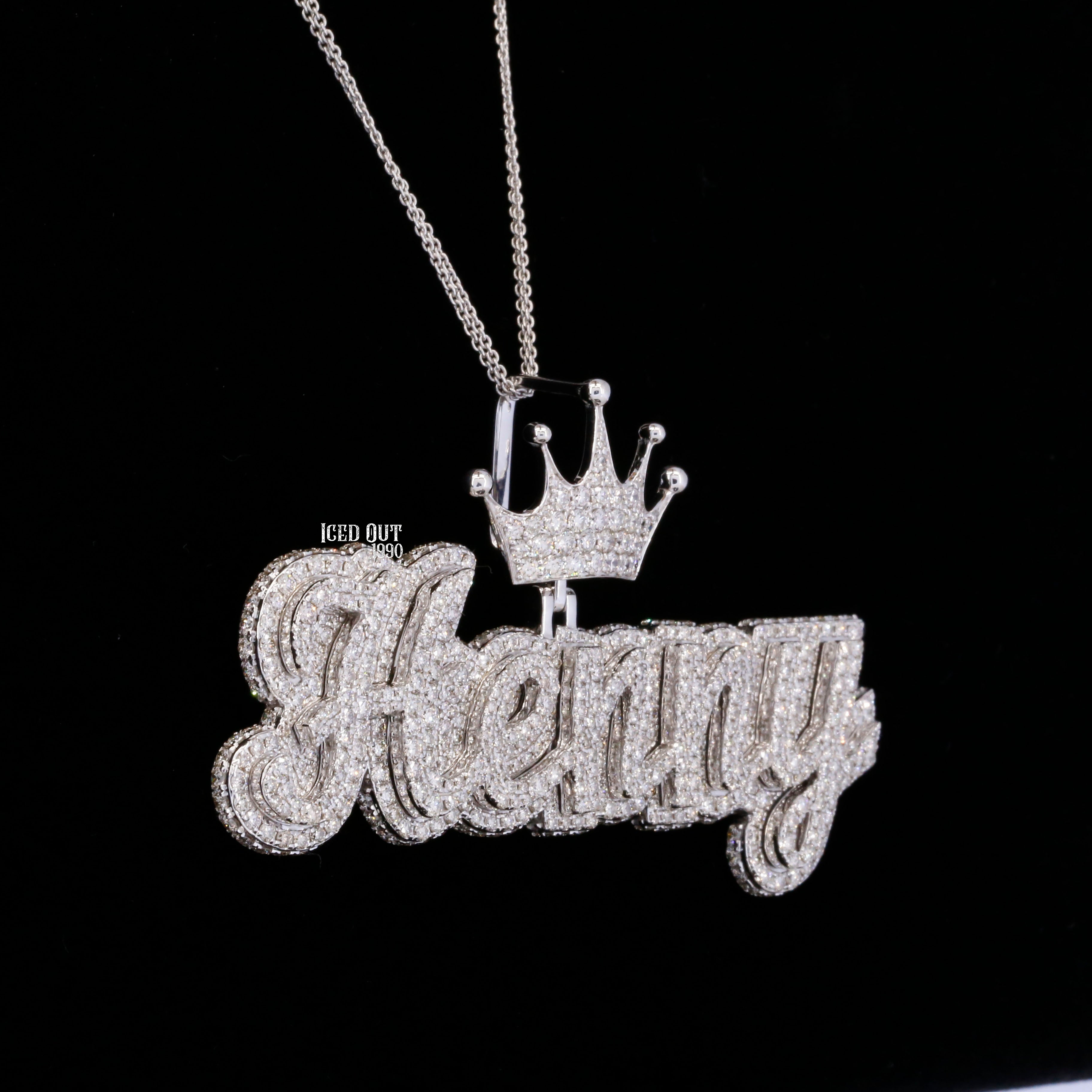 Round Moissanite Diamond Nameplate "Henny" Hip Hop Pendant