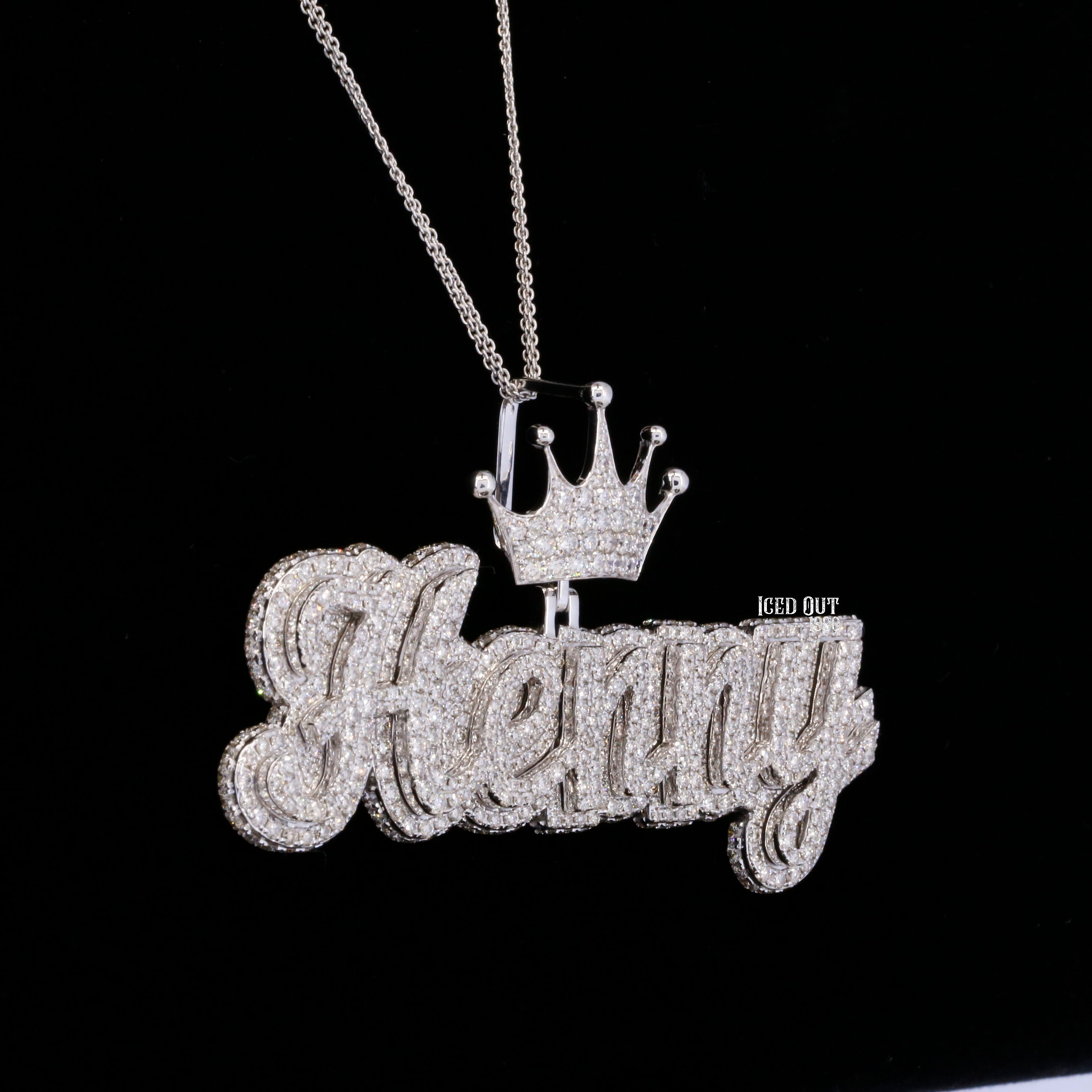 Round Moissanite Diamond Nameplate "Henny" Hip Hop Pendant