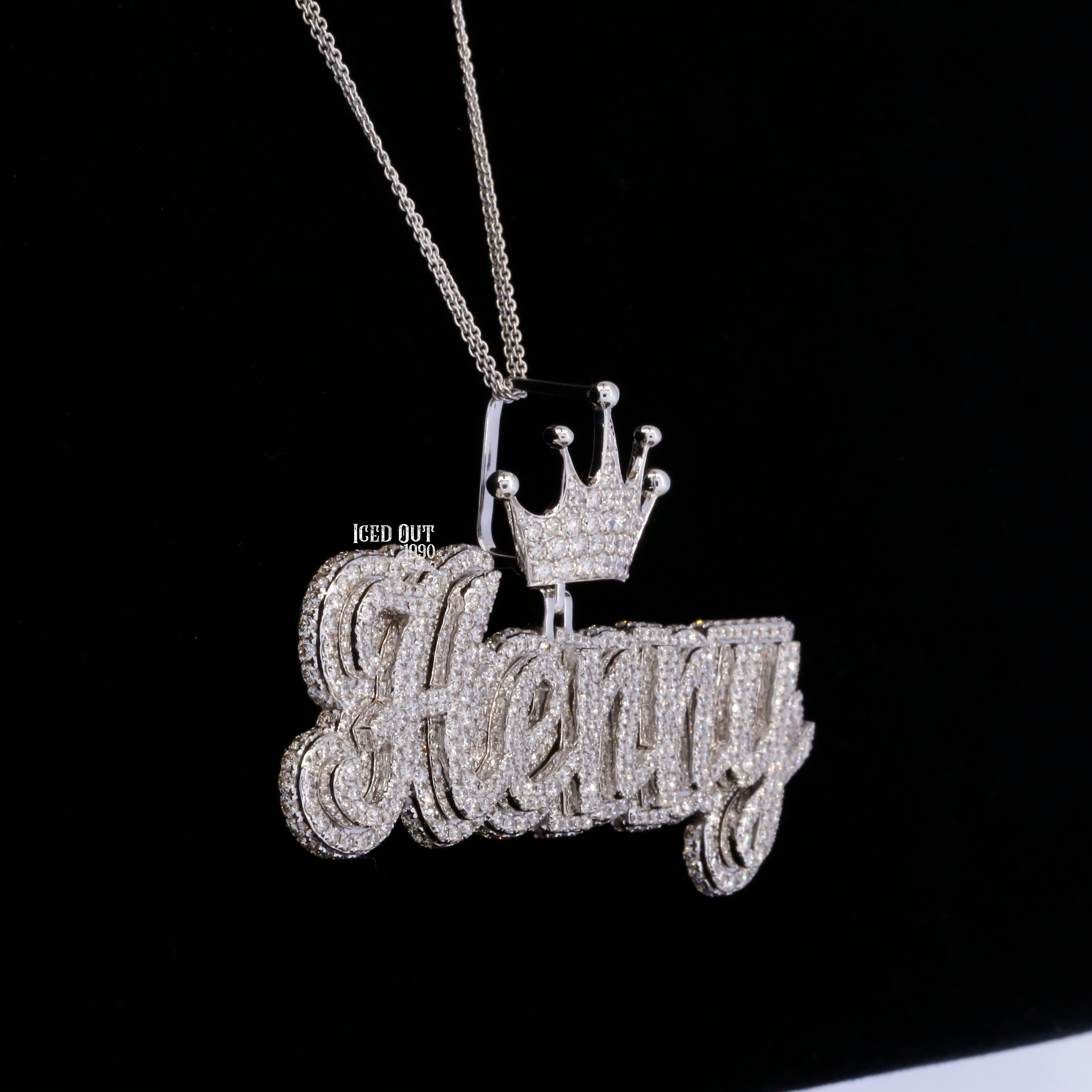 Round Moissanite Diamond Nameplate "Henny" Hip Hop Pendant