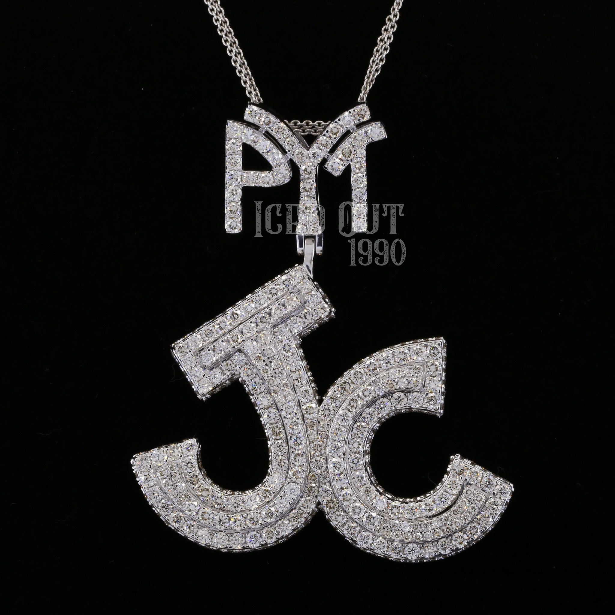 VVS Moissanite Diamond Iced Out Logo Pendant