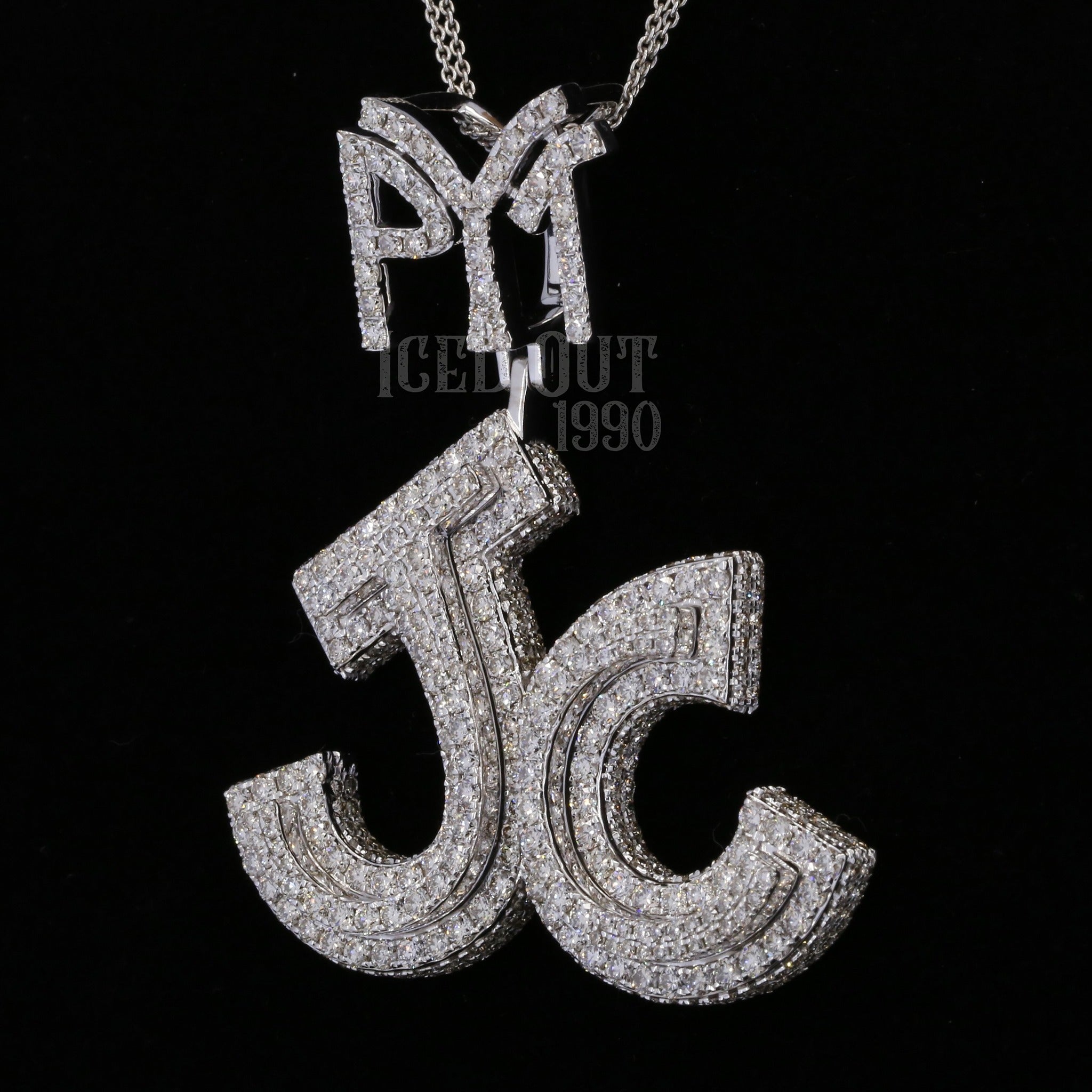 VVS Moissanite Diamond Iced Out Logo Pendant