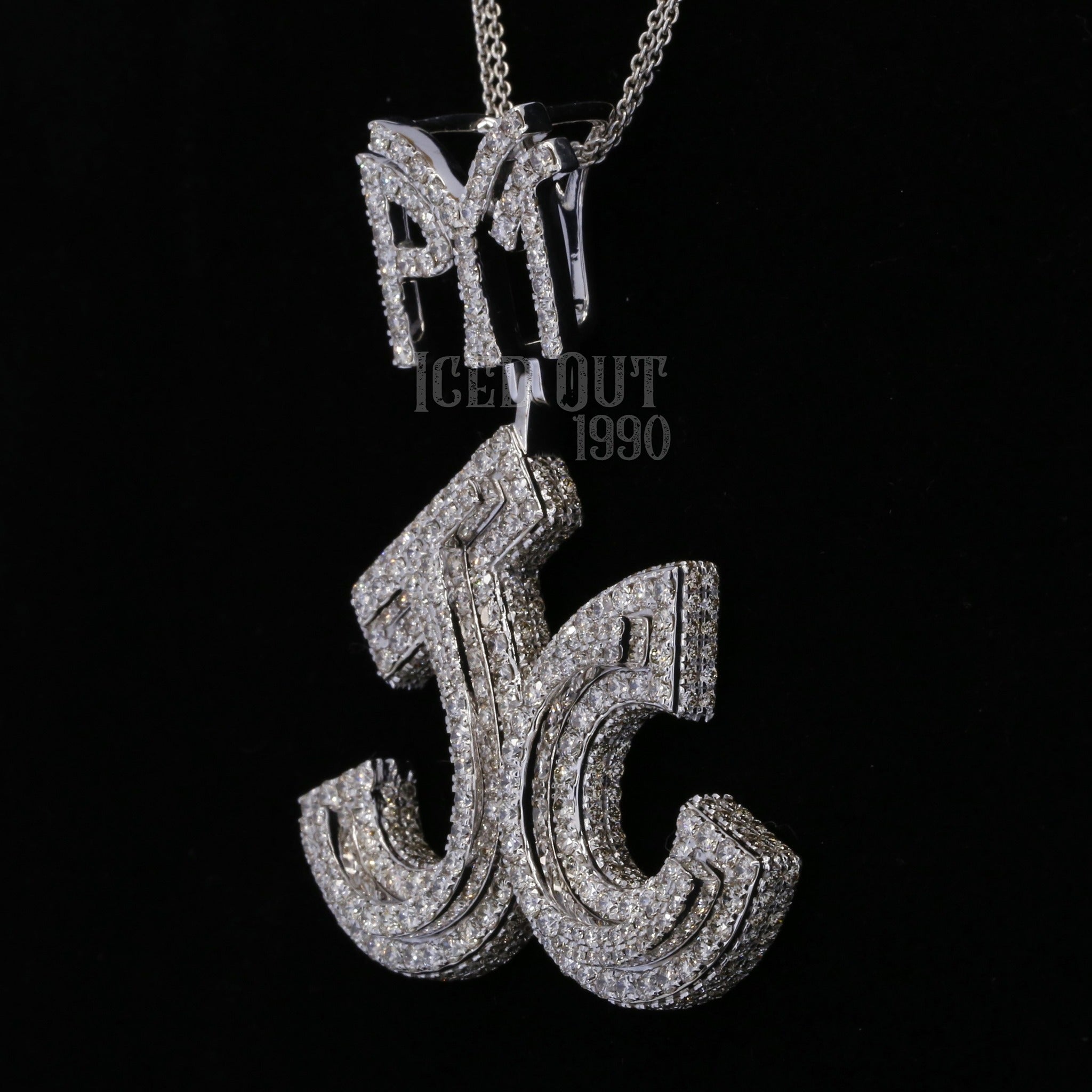 VVS Moissanite Diamond Iced Out Logo Pendant