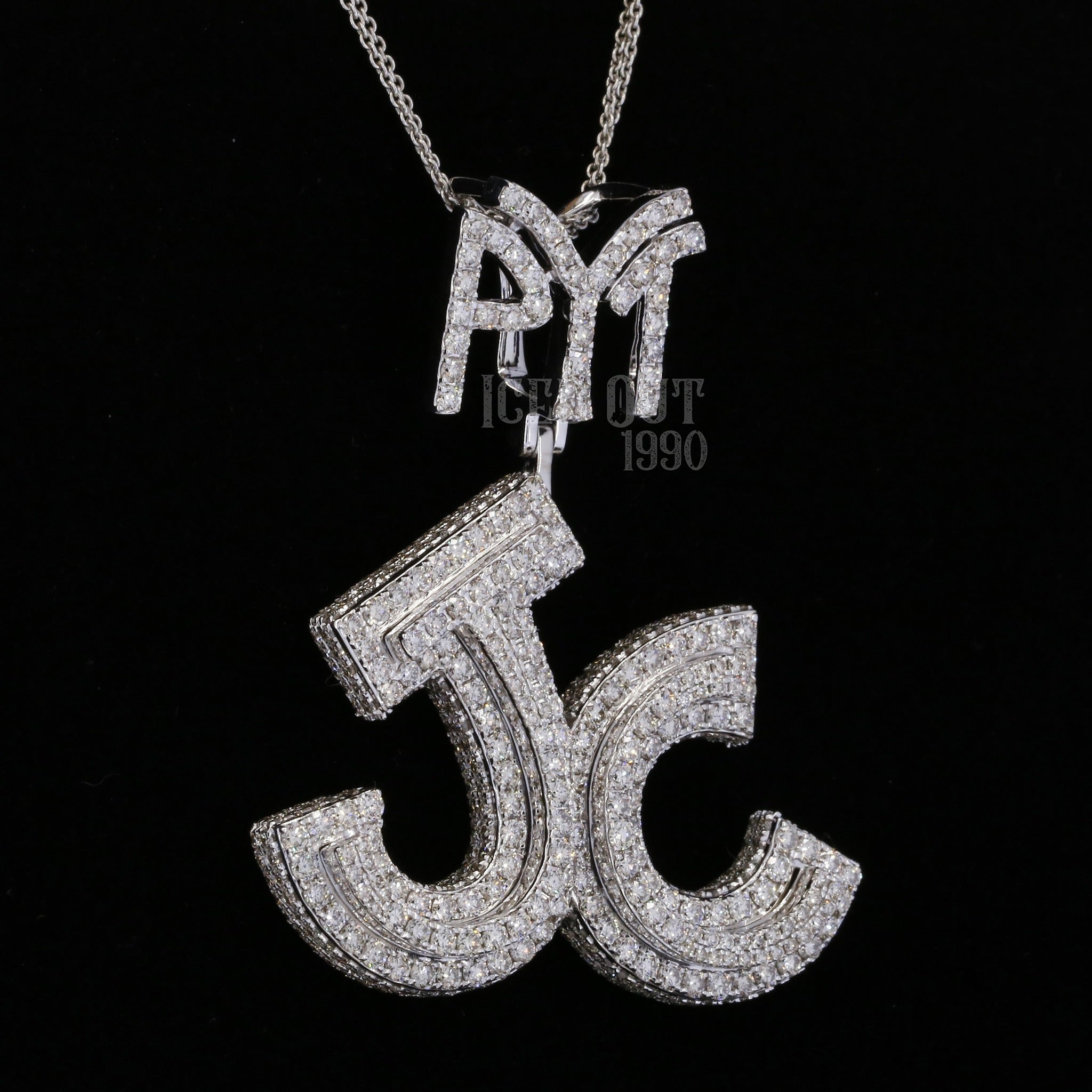 VVS Moissanite Diamond Iced Out Logo Pendant