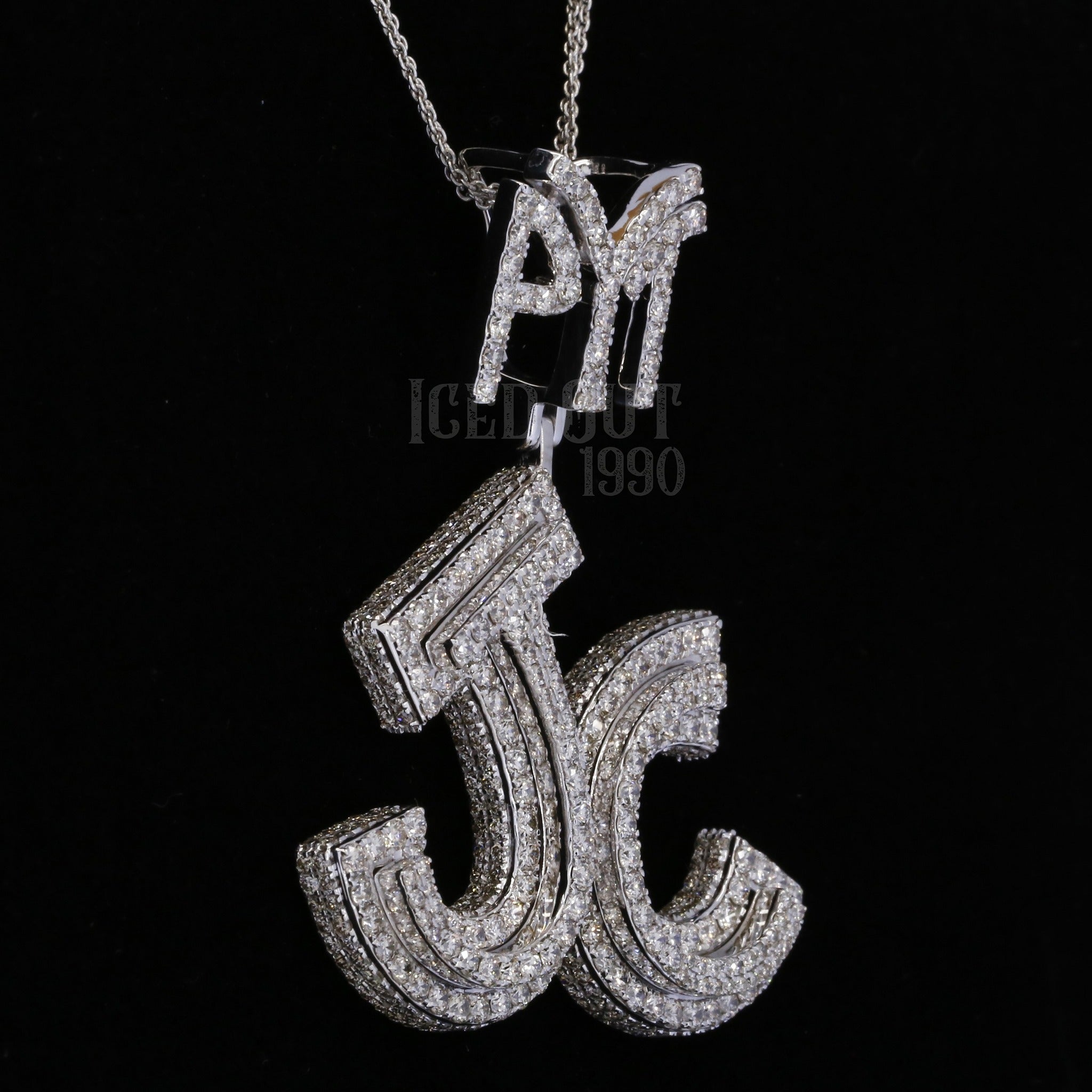 VVS Moissanite Diamond Iced Out Logo Pendant