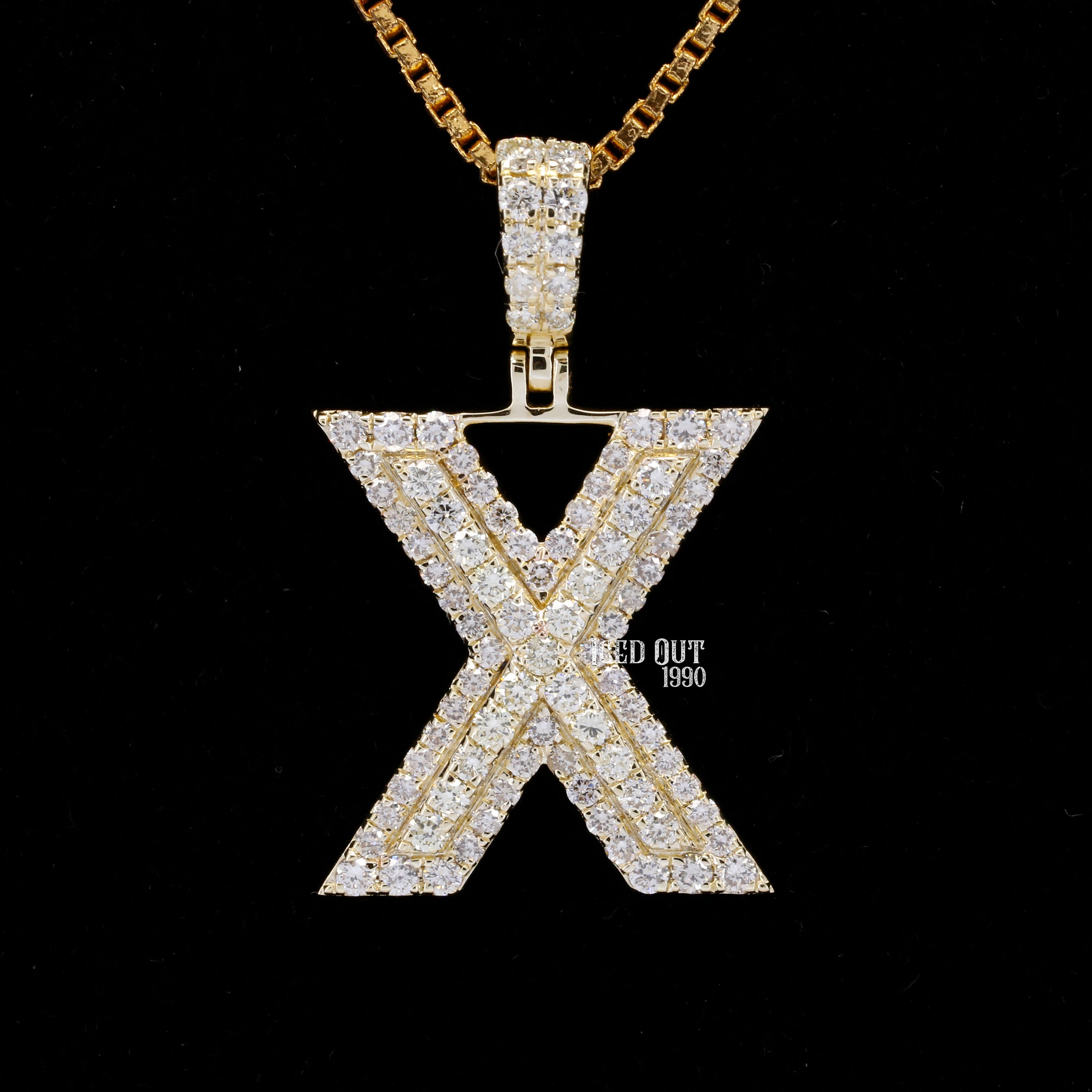 X Initial Moissanite Diamond Totally Iced Out Two Tone Hip Hop Style Pendant