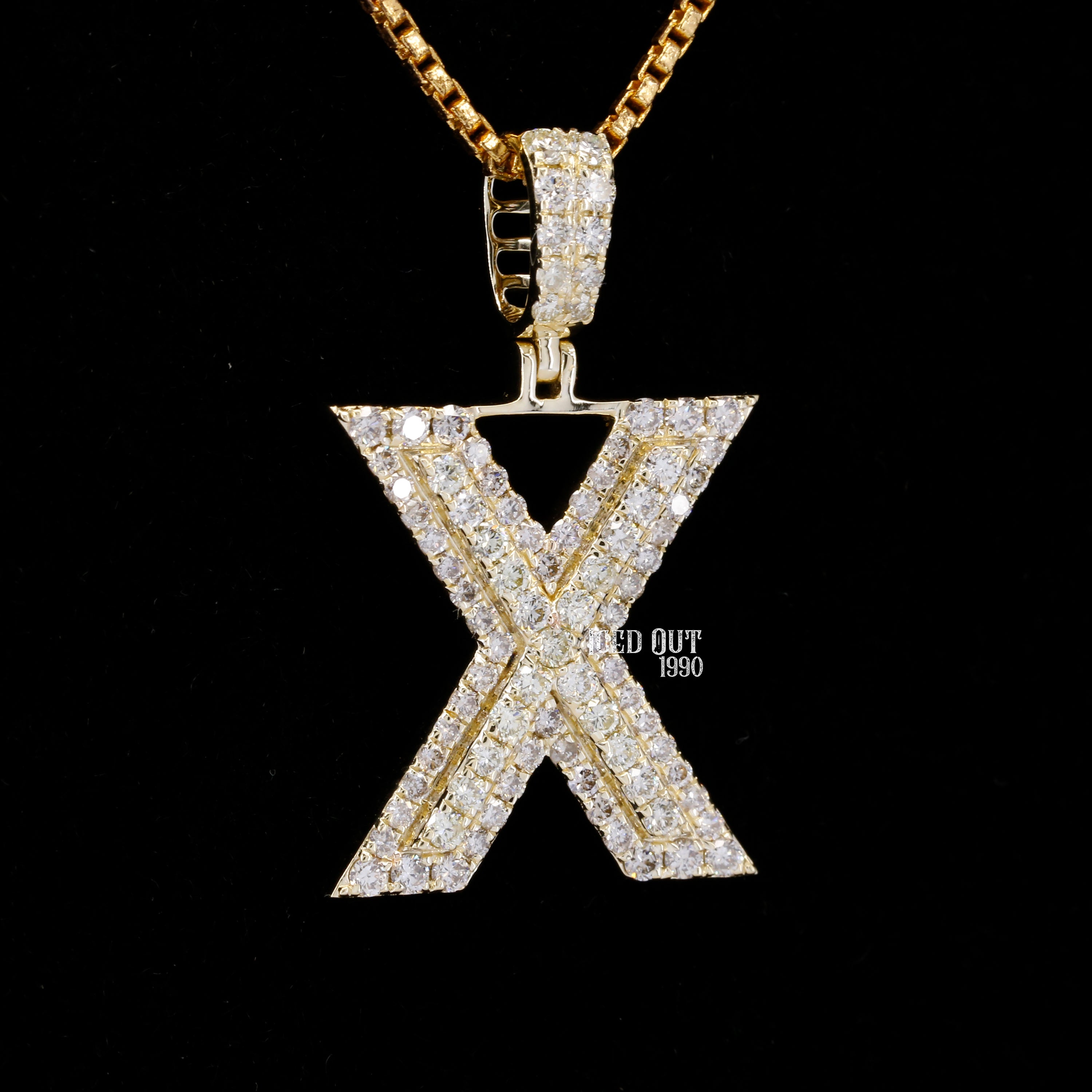 X Initial Moissanite Diamond Totally Iced Out Two Tone Hip Hop Style Pendant