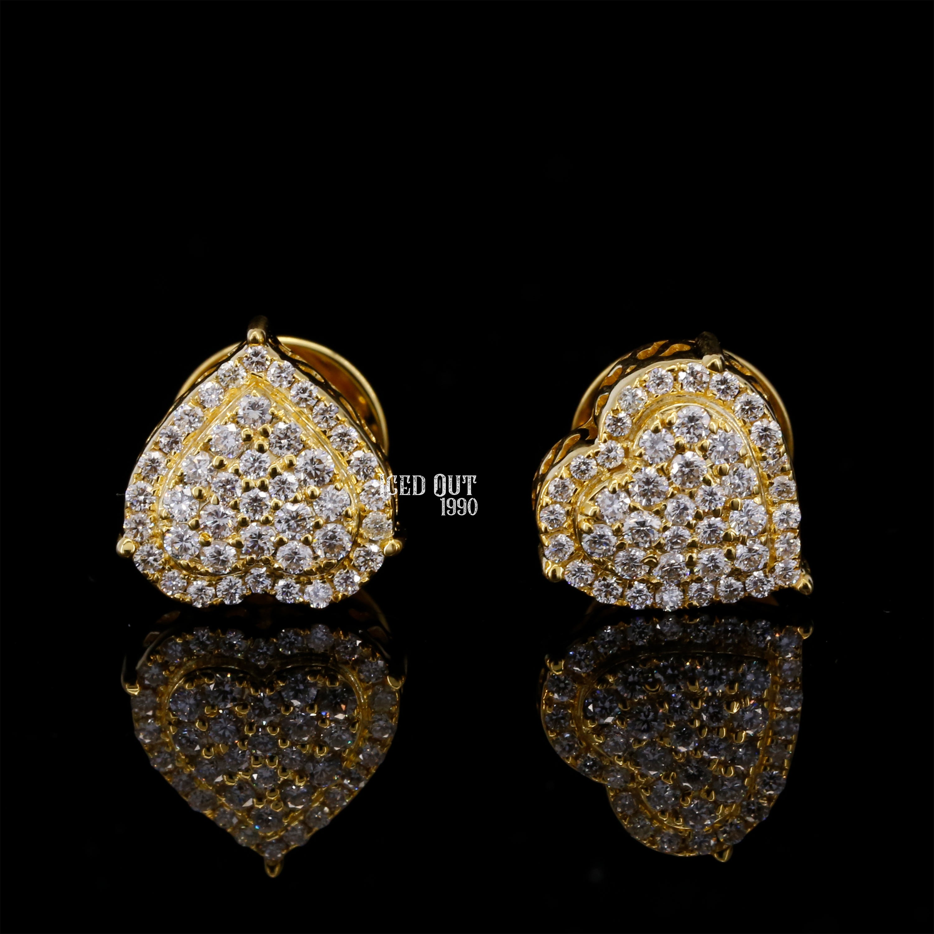 0.83 Carat Round Cut Moissanite Hip Hop Two Tone Heart Shape Earring