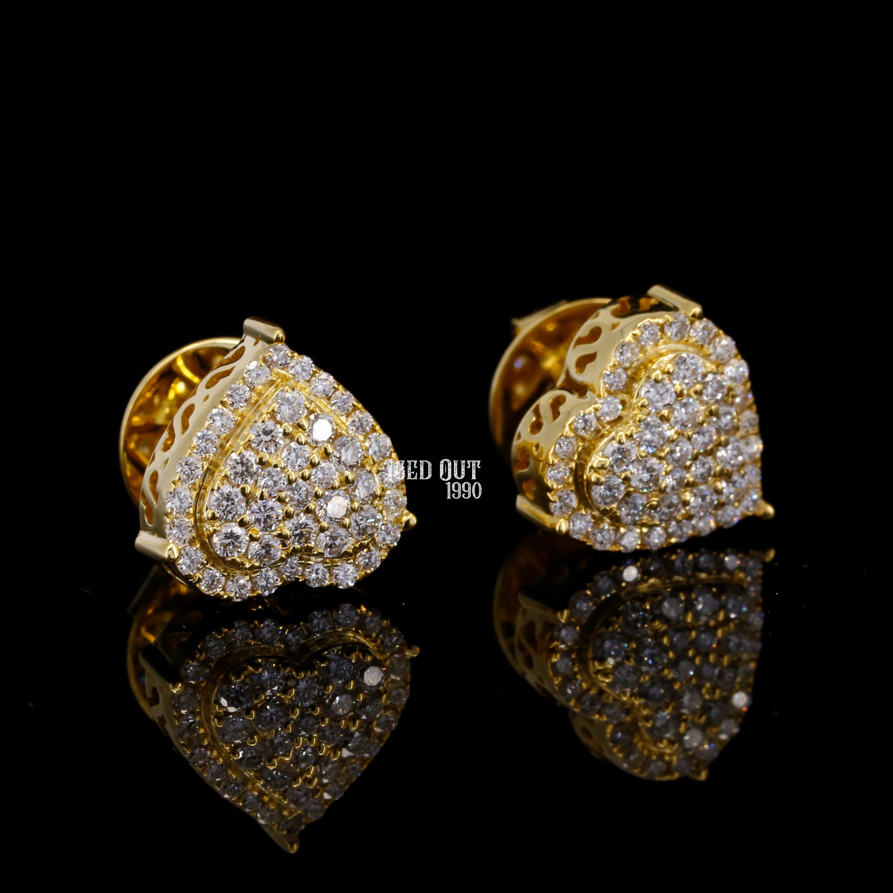 0.83 Carat Round Cut Moissanite Hip Hop Two Tone Heart Shape Earring