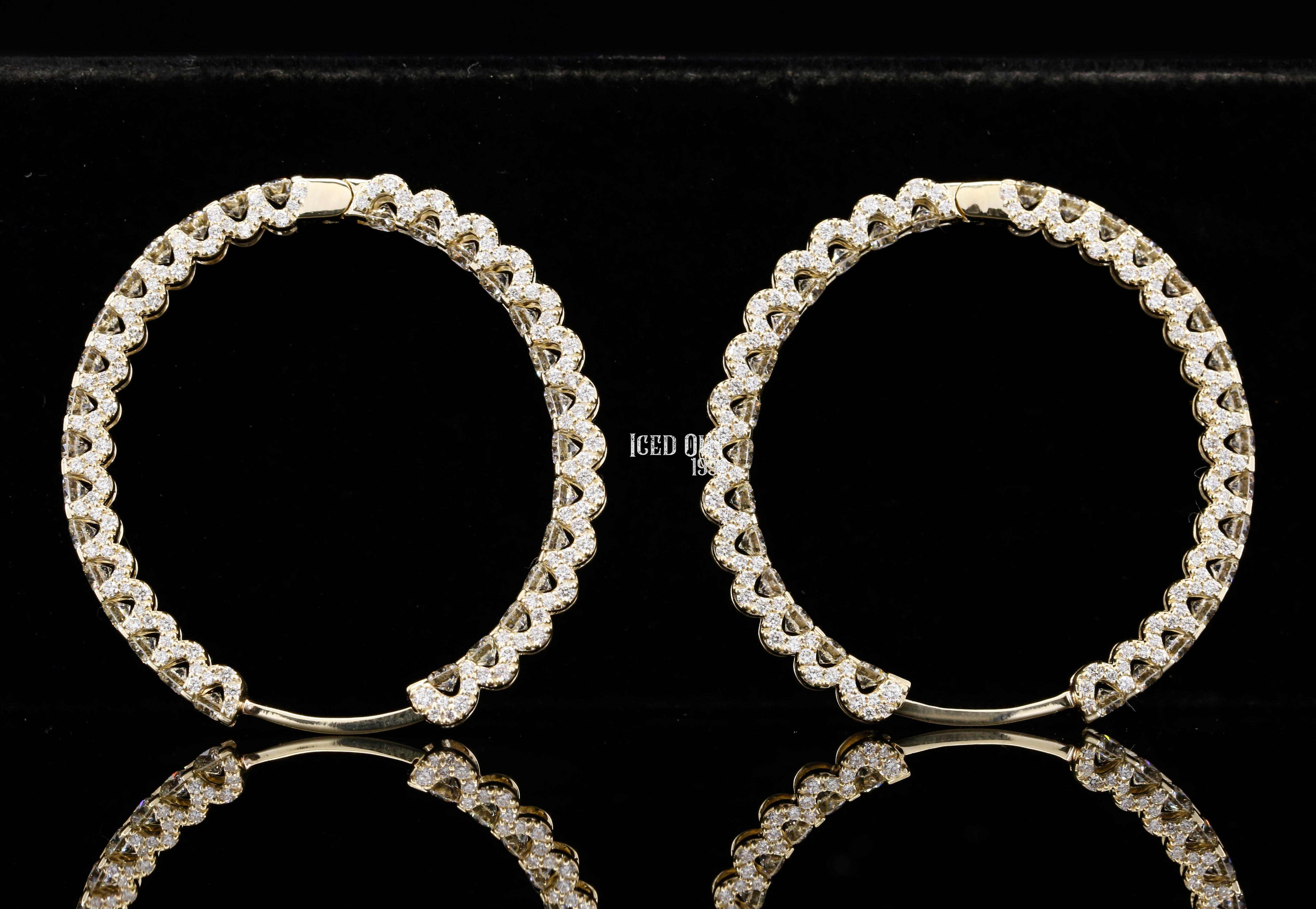 9.5 Carat Round Shape Moissanite Hip Hop Style Two Tone Hoop Unisex Earring